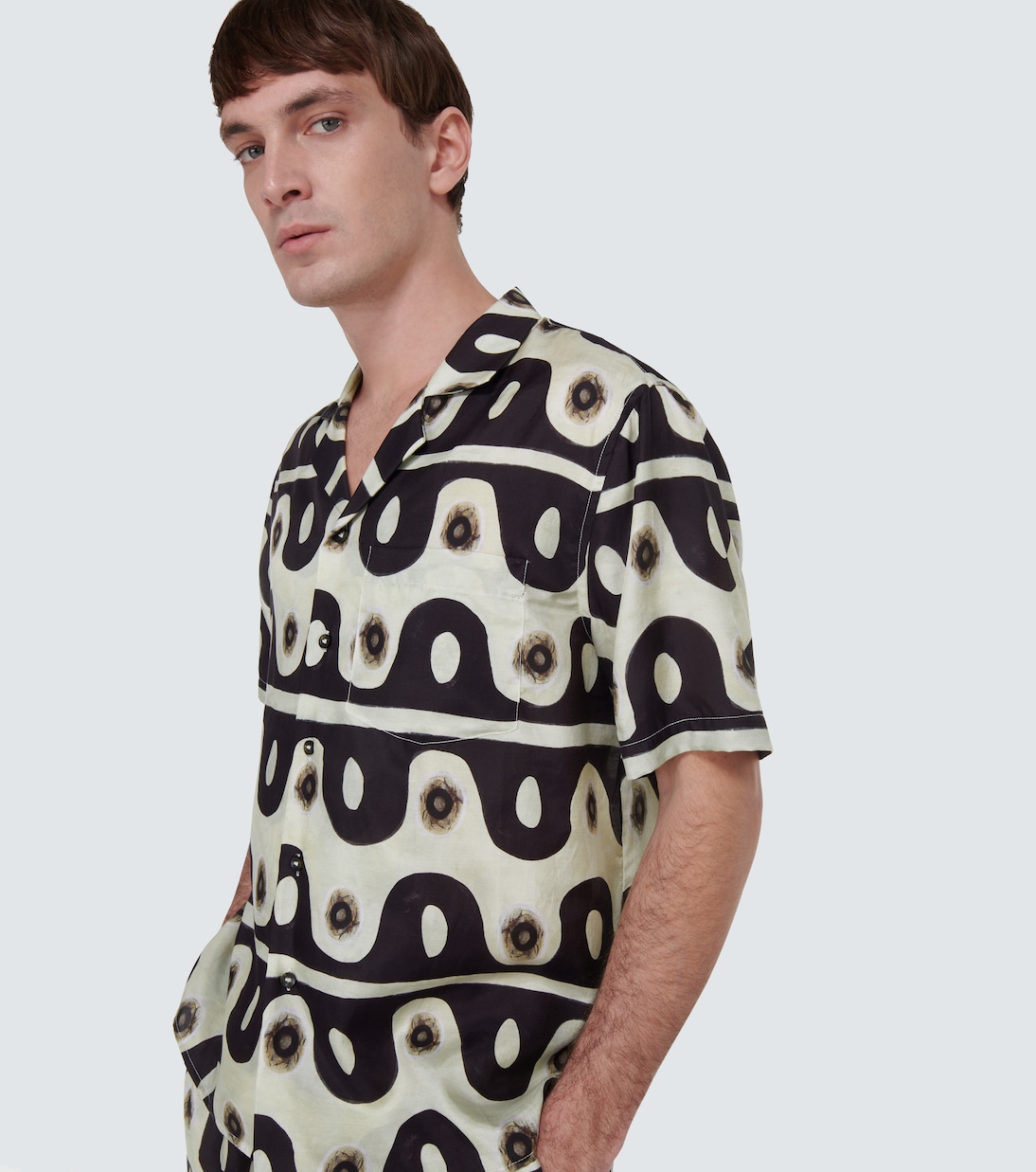 Camisa bowling de algodón y seda | Commas