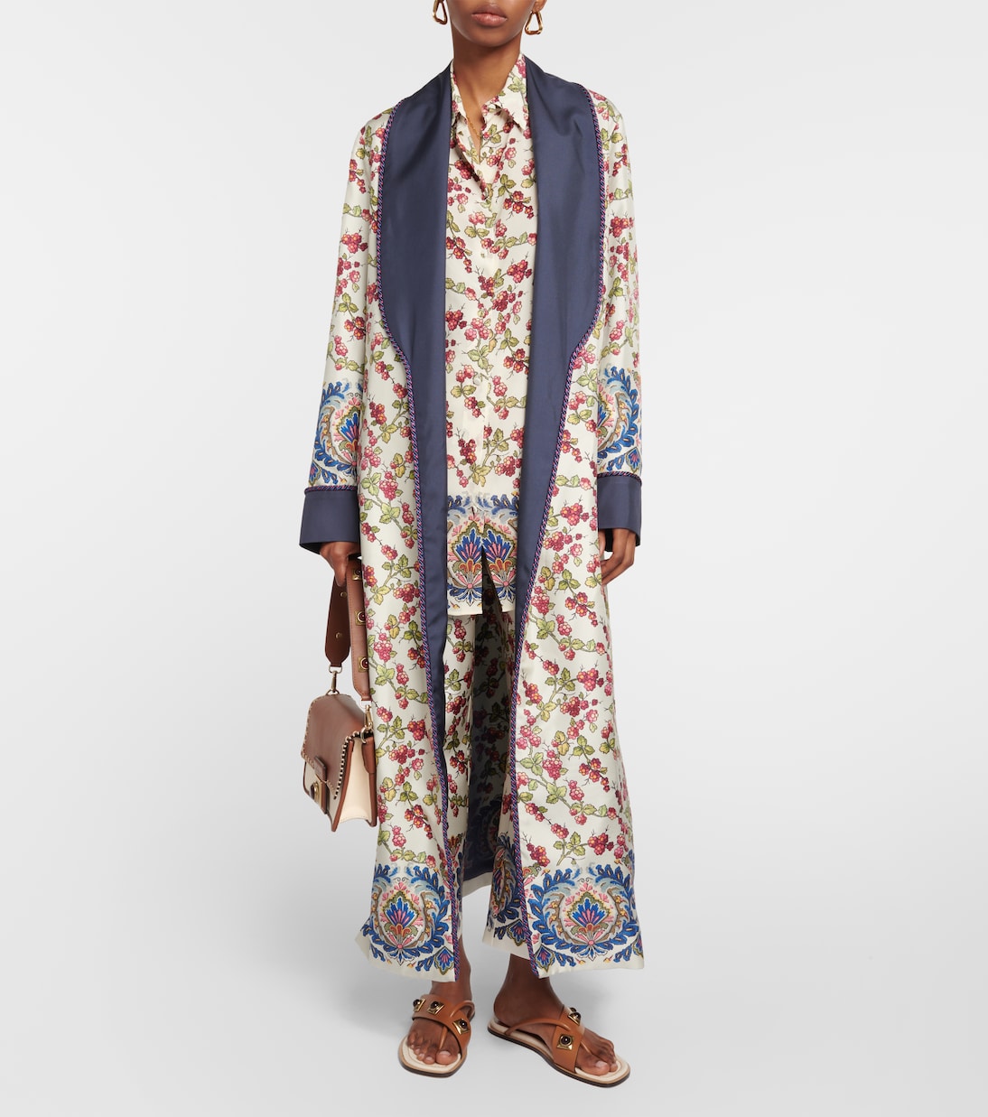 Abrigo de seda estampado con cinturón | Etro