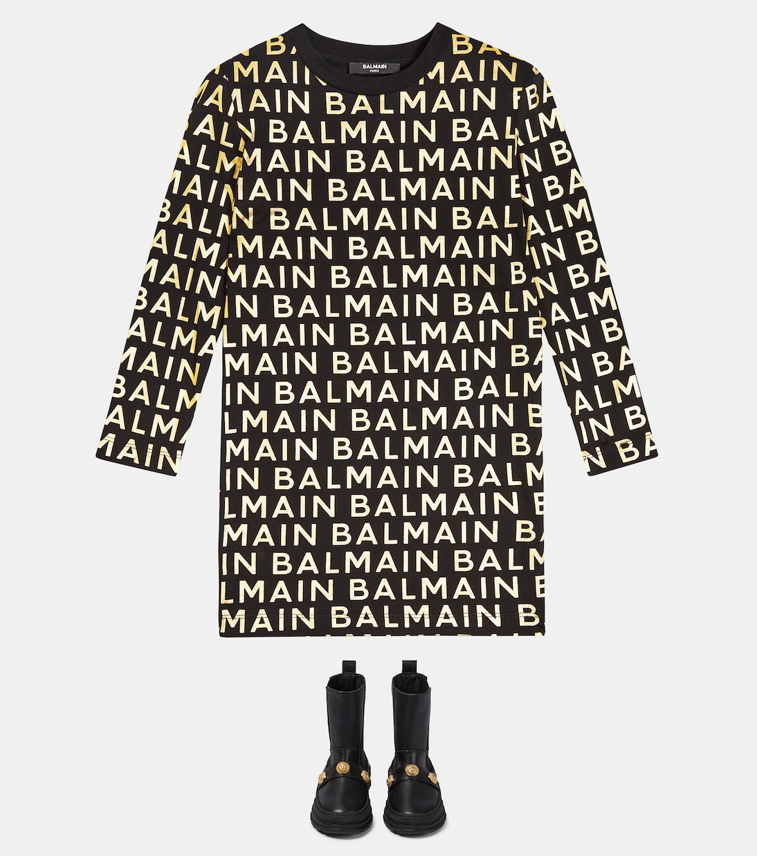 Cotton logo print dress | Balmain Kids
