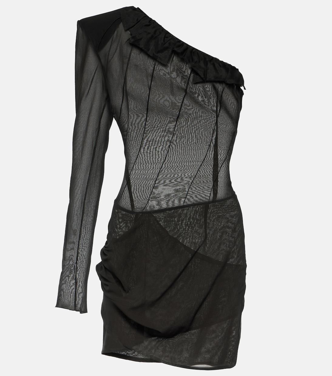 Sofia one-shoulder silk-blend minidress | The Mannei
