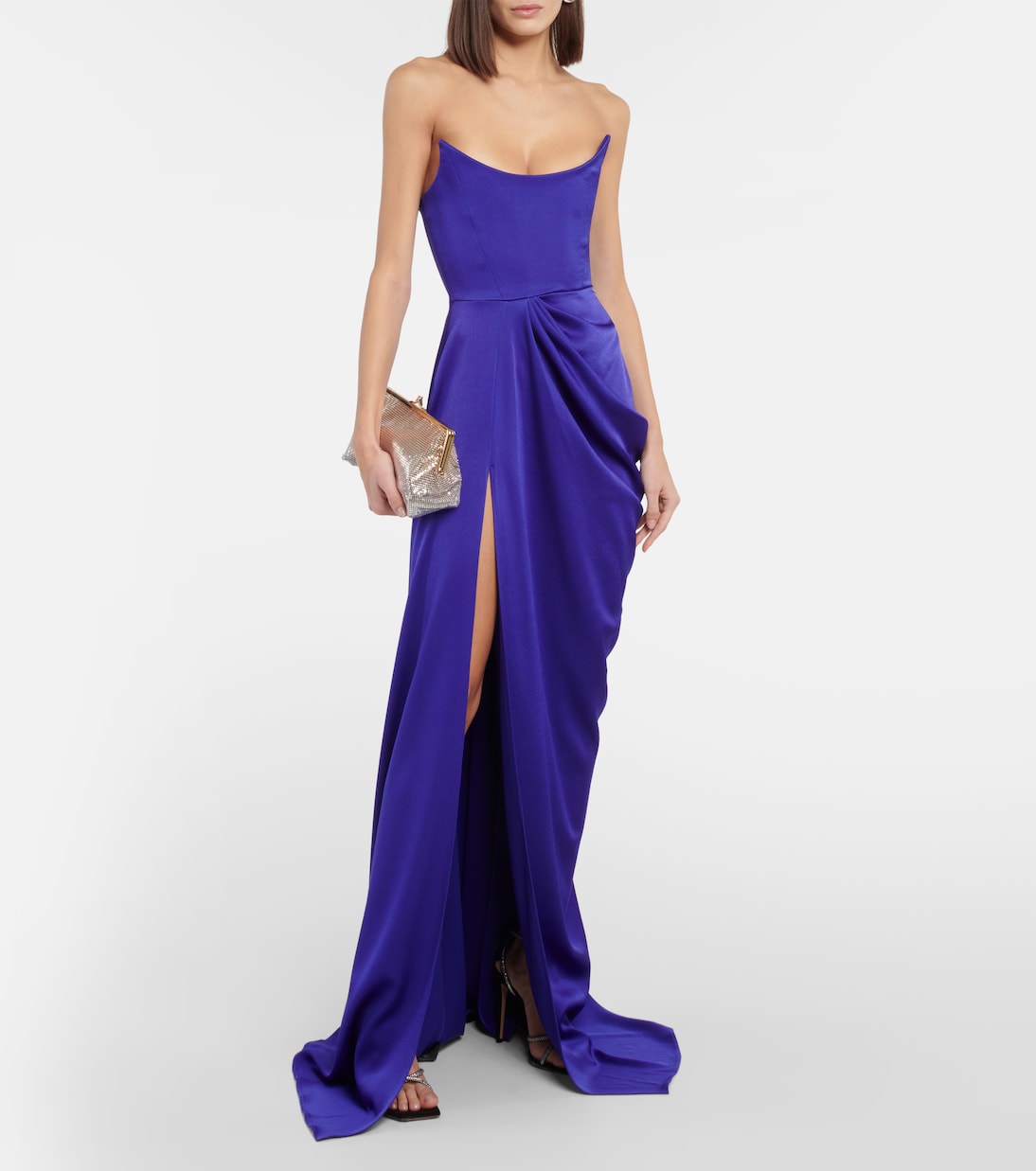 Strapless draped satin gown | Alex Perry