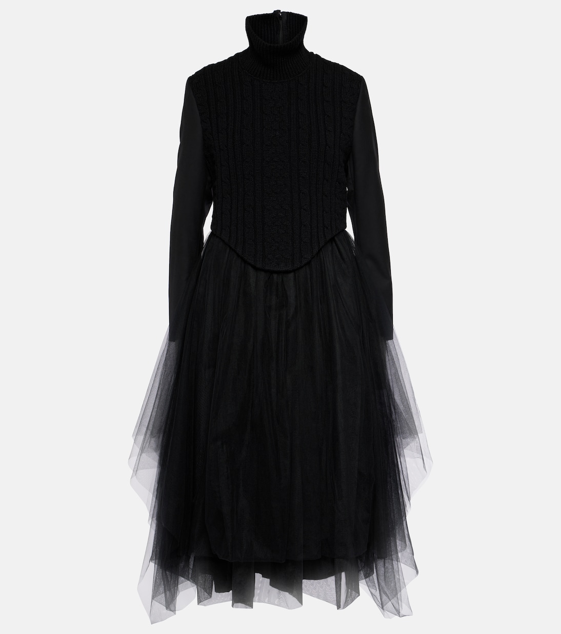 Wool-blend and tulle midi dress | Noir Kei Ninomiya