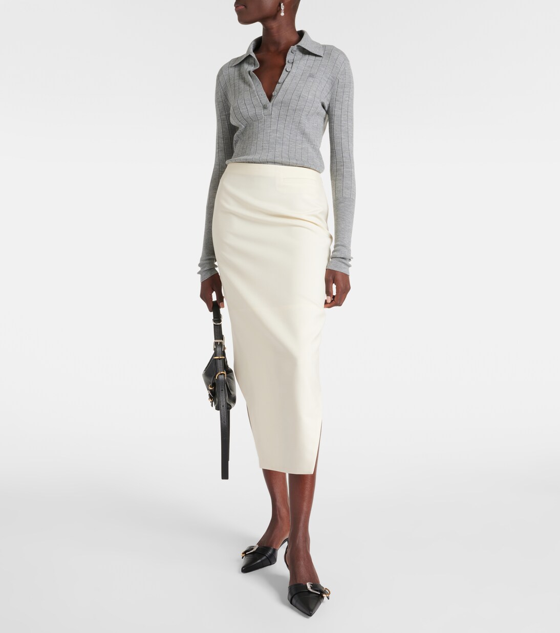 Asymmetric mohair and wool midi skirt | Givenchy
