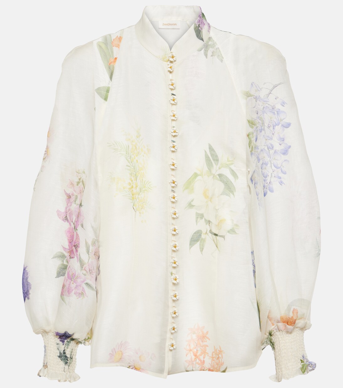 Natura floral linen and silk blouse | Zimmermann