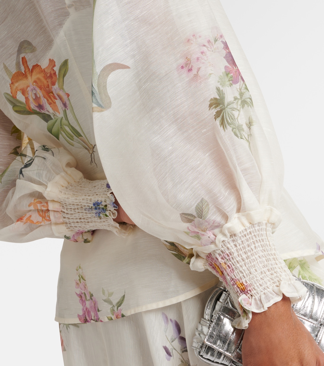 Natura floral linen and silk blouse | Zimmermann
