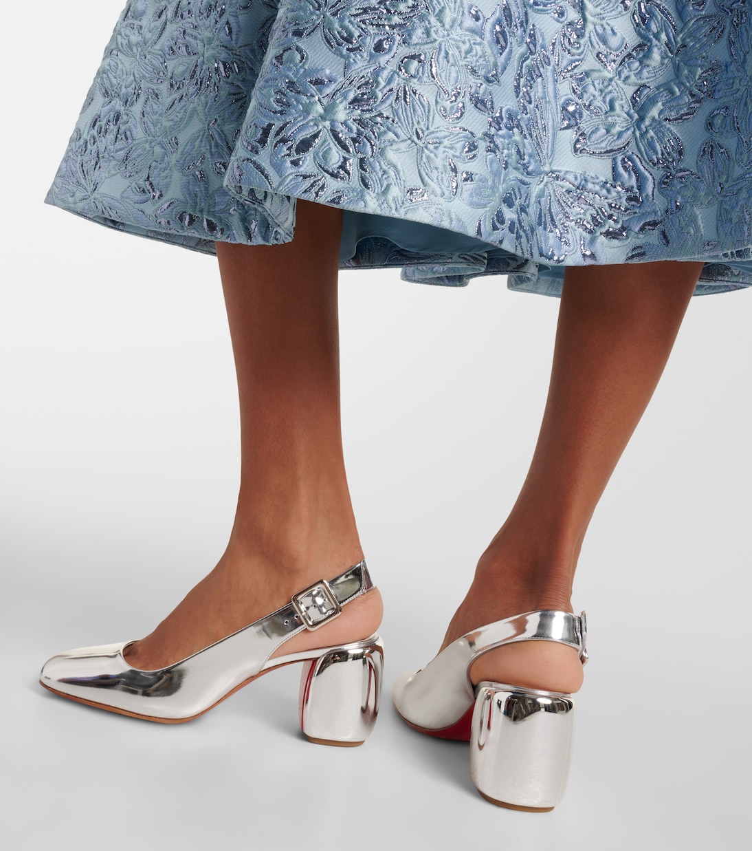 Slingback-Pumps Minny 70 aus Metallic-Leder | Christian Louboutin