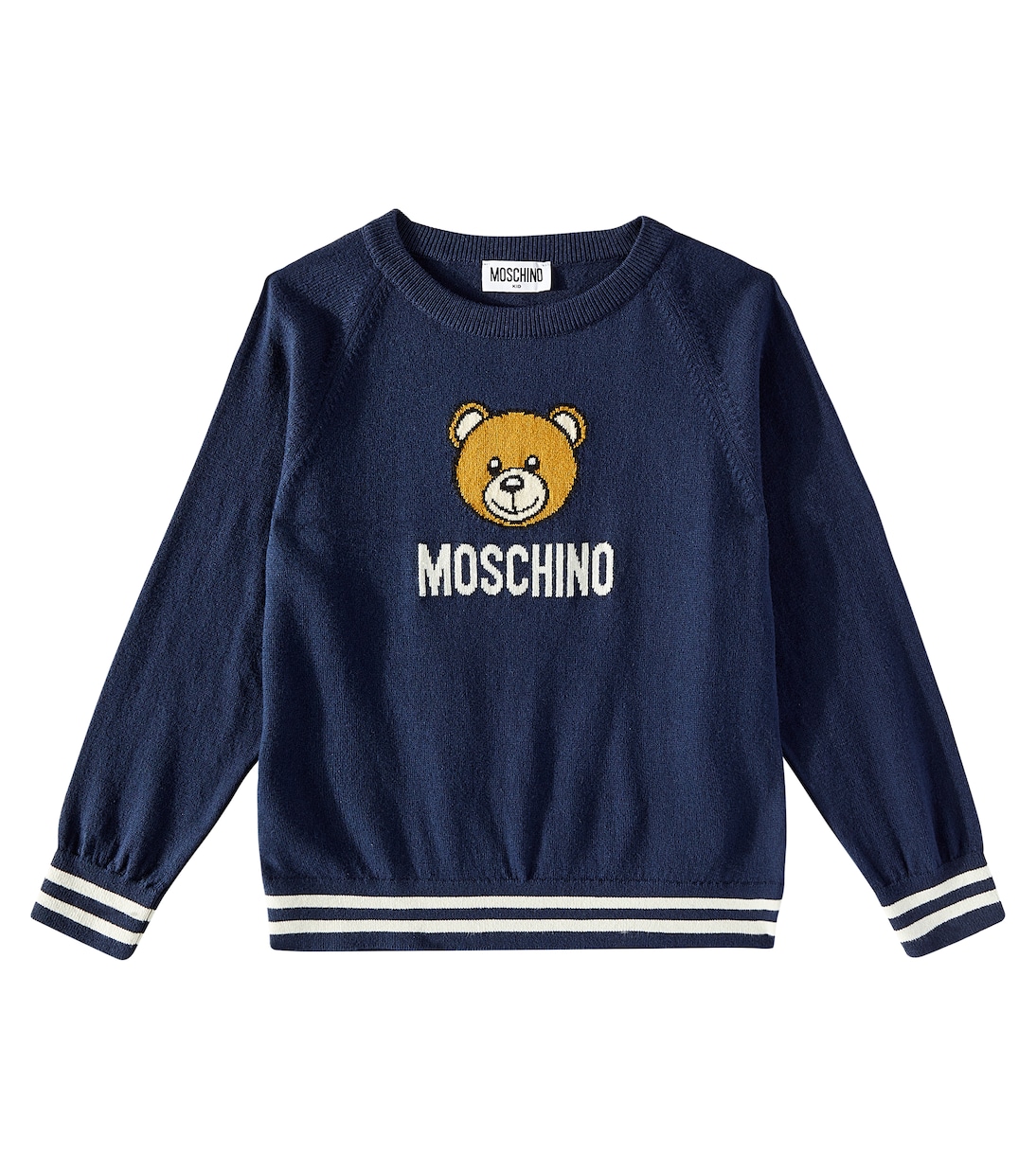 Teddy Bear cotton and wool sweater in blue Moschino Kids Mytheresa