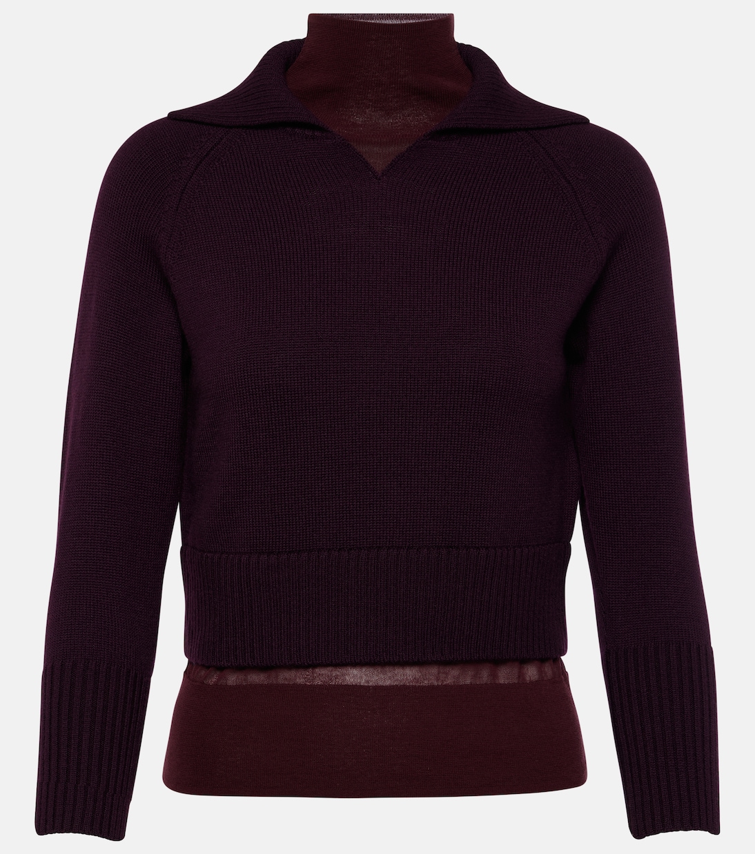 Layered wool sweater in brown Victoria Beckham Mytheresa