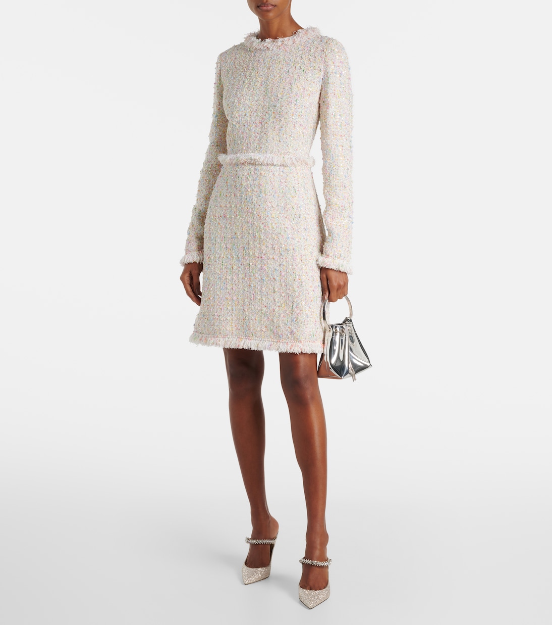 Abito corto in bouclé con frange | Giambattista Valli