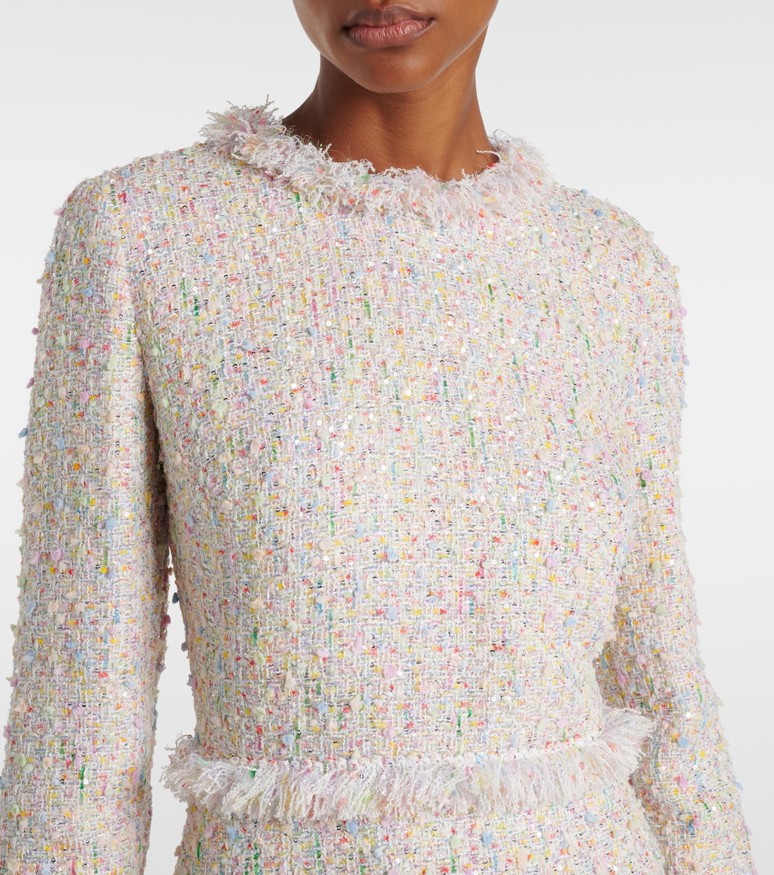 Abito corto in bouclé con frange | Giambattista Valli