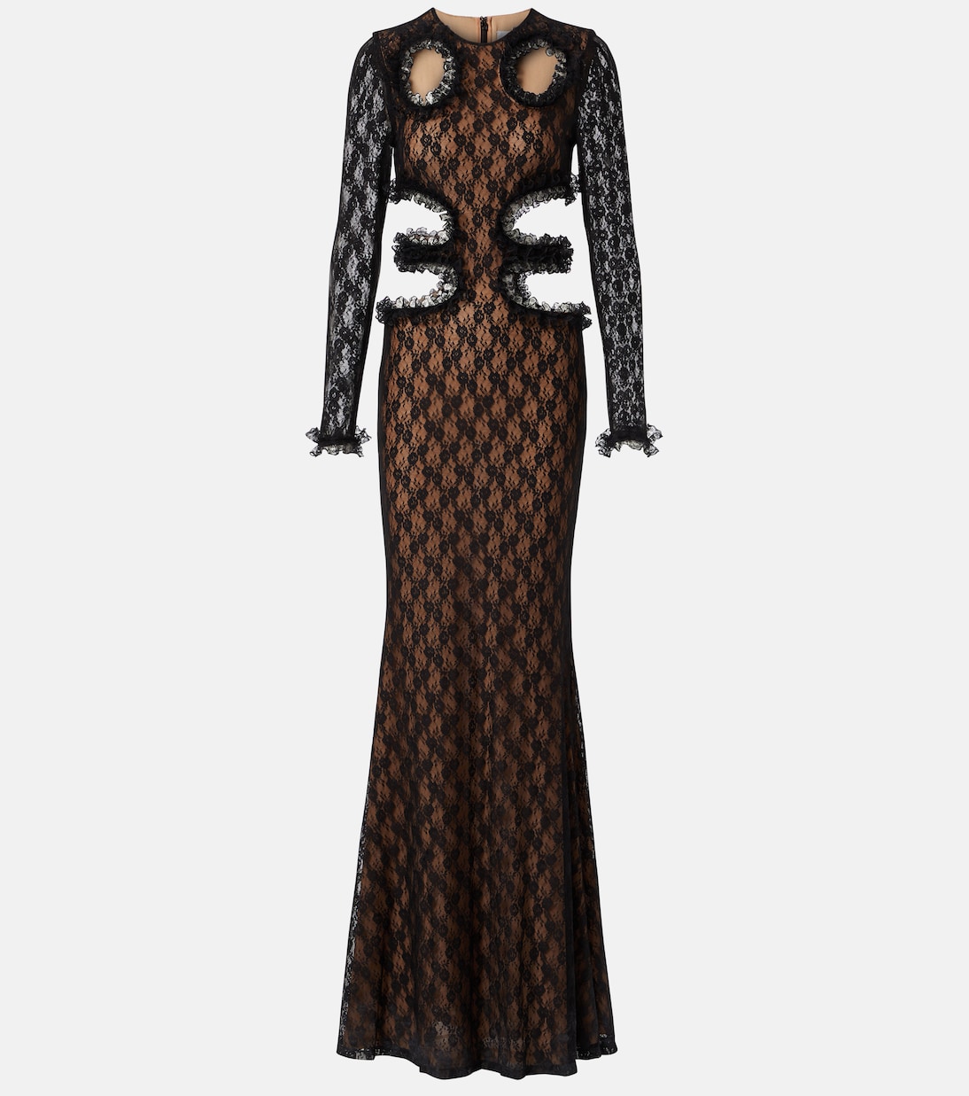 Abito da sera in merletto con forature di Self-Portrait X Christopher Kane