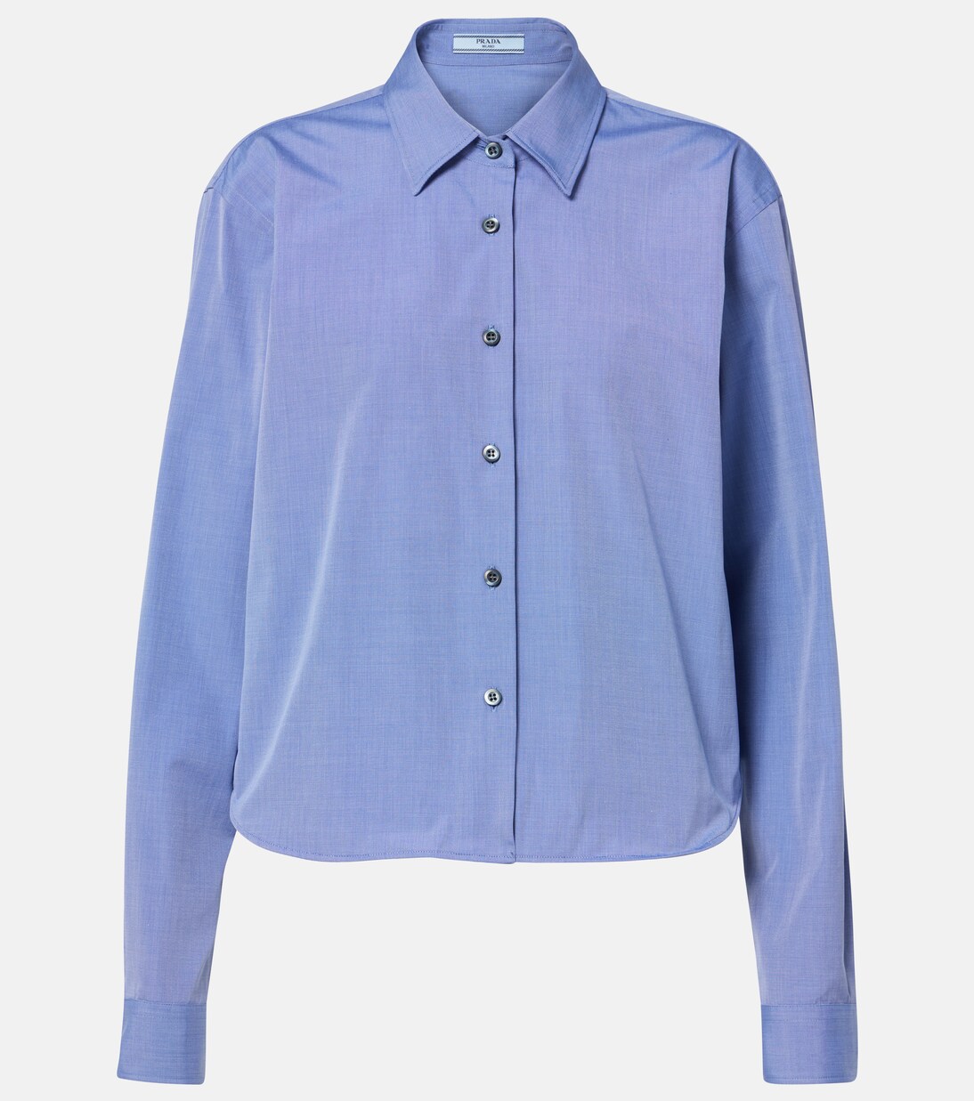 Logo cotton shirt in blue - Prada | Mytheresa Logo cotton shirt in blue - Prada | Mytheresa
