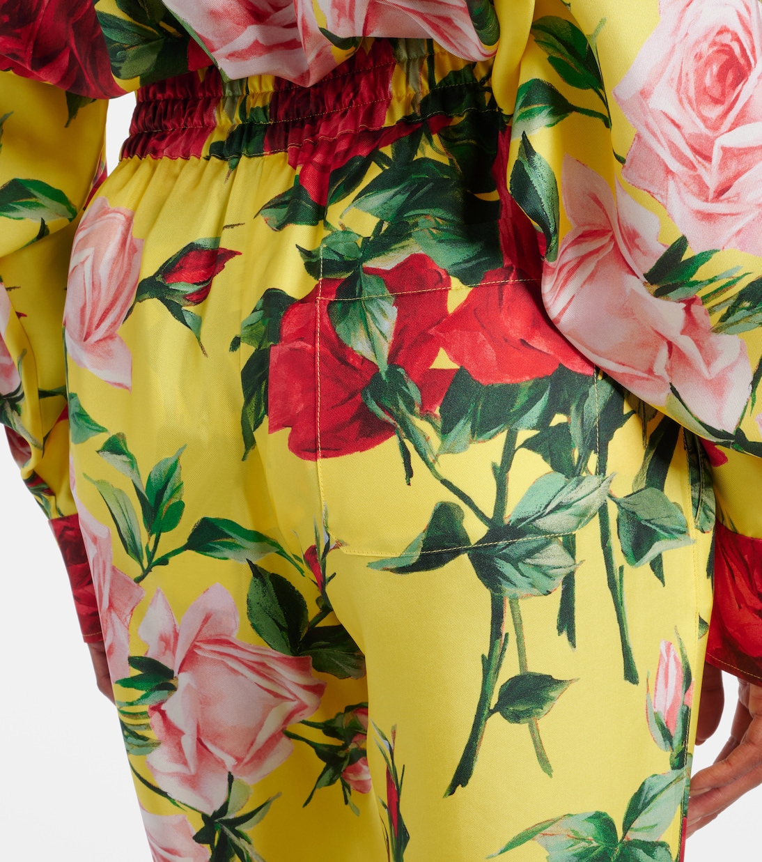 Pantalon droit en soie à fleurs | Dolce&Gabbana
