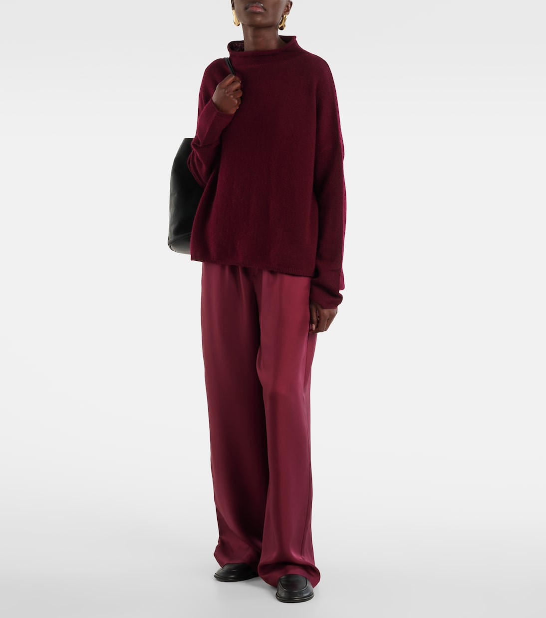 Pantaloni a gamba larga in raso di seta | Lisa Yang