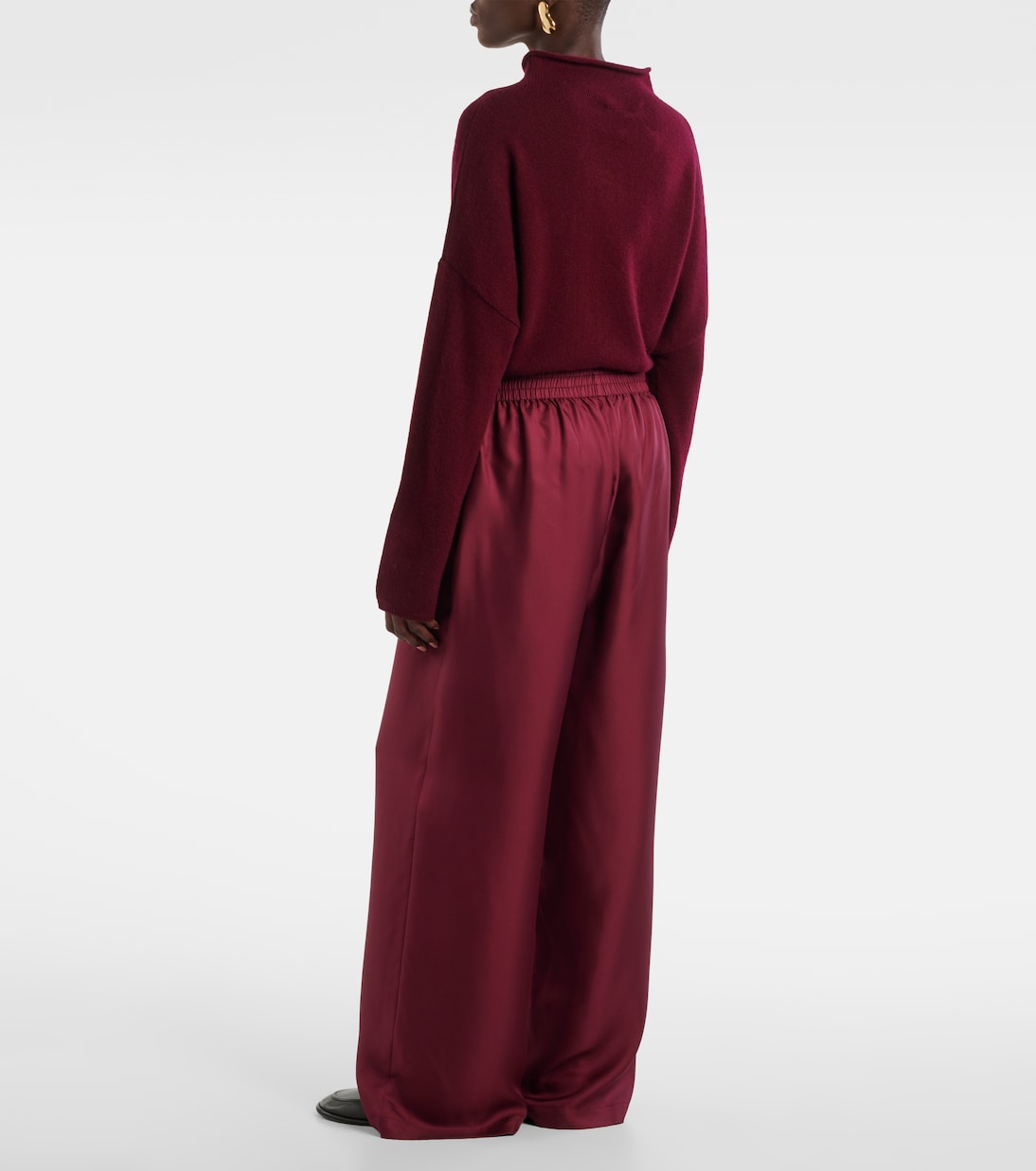 Pantaloni a gamba larga in raso di seta | Lisa Yang