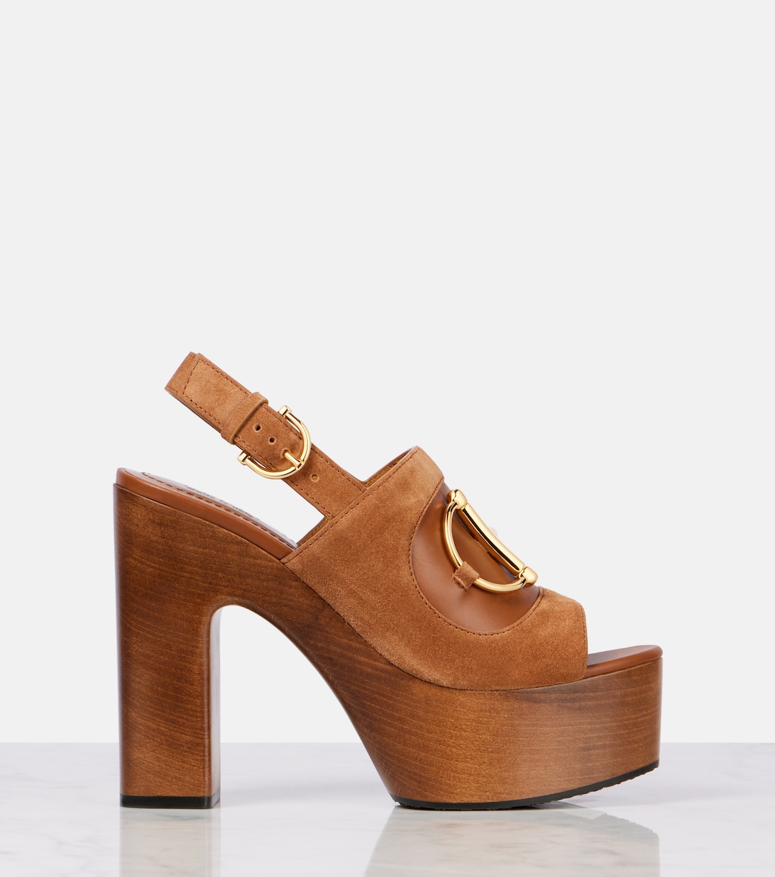 Sandali slingback Horsebit in suede | Gucci