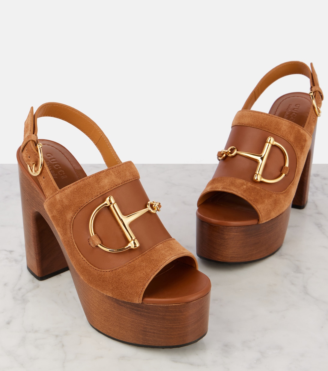 Sandali slingback Horsebit in suede | Gucci