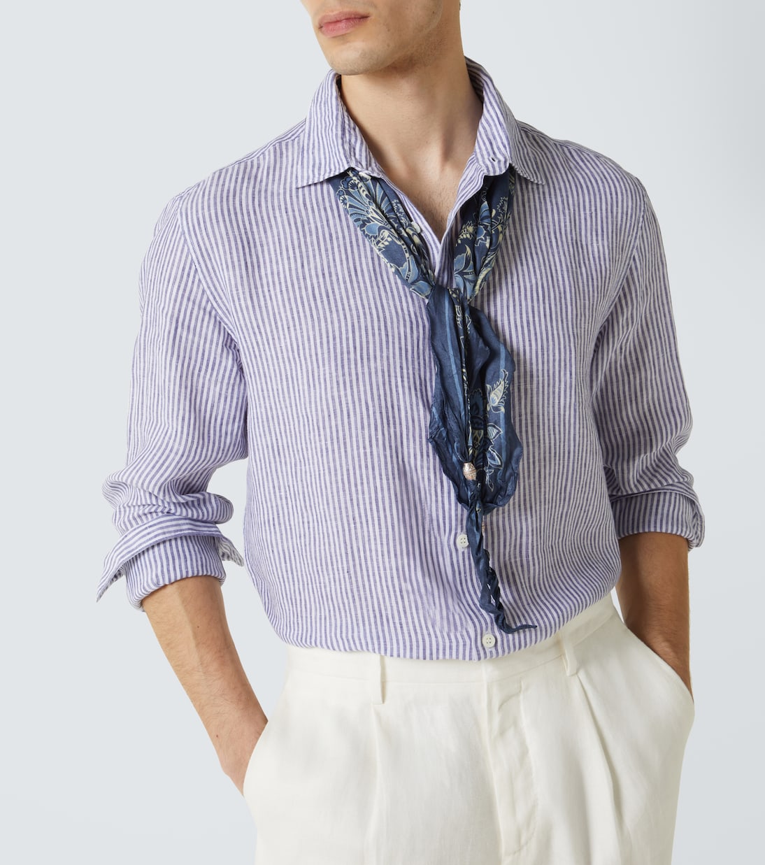 Camicia in lino a righe | Sunspel