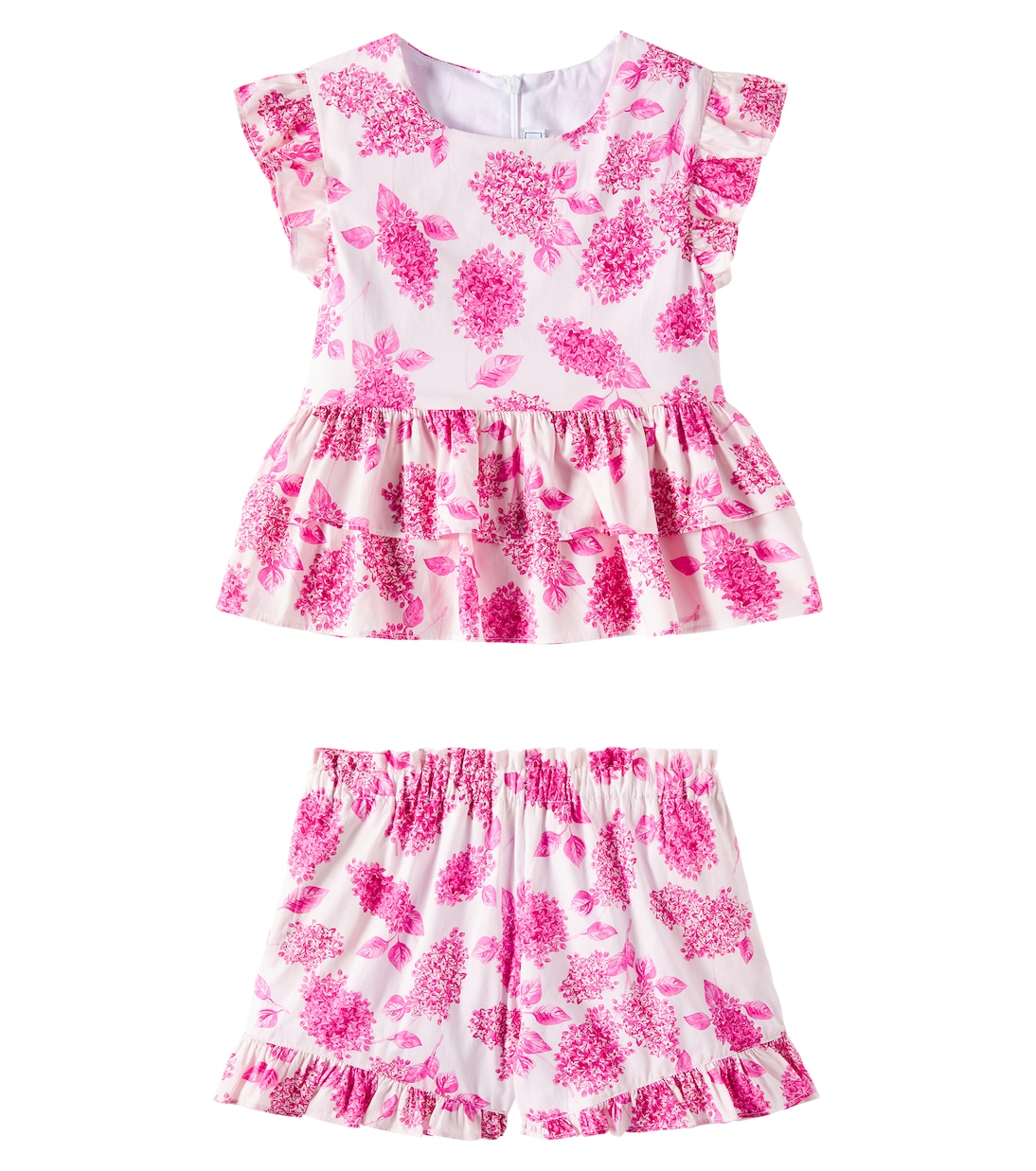 Floral ruffled cotton top and shorts set | Tartine et Chocolat