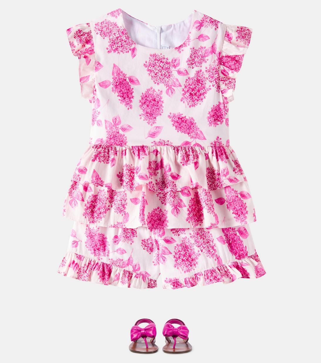 Floral ruffled cotton top and shorts set | Tartine et Chocolat