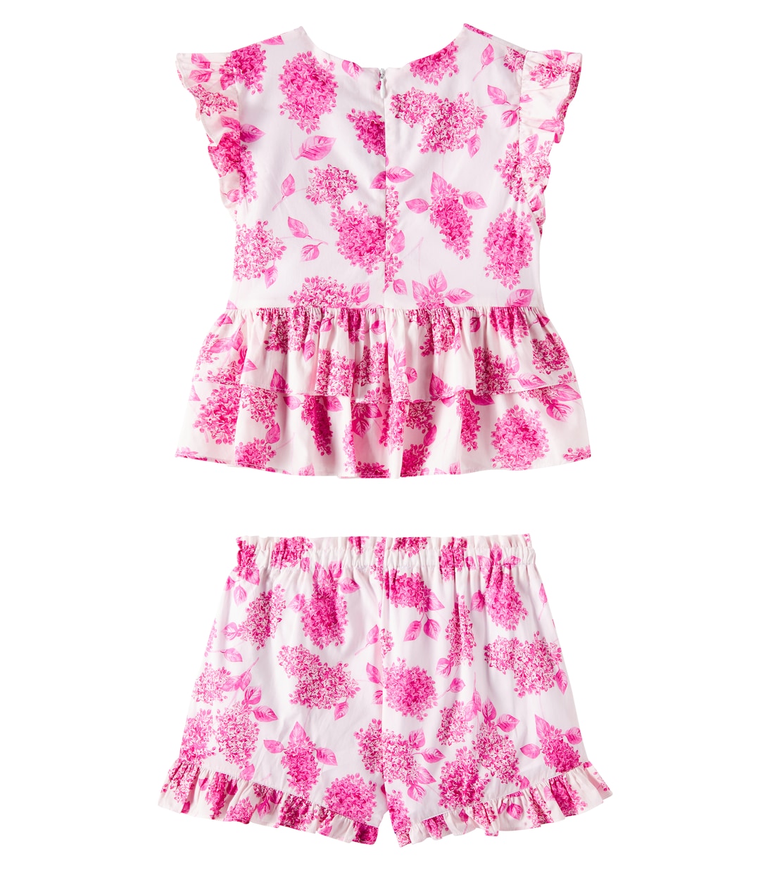 Floral ruffled cotton top and shorts set | Tartine et Chocolat