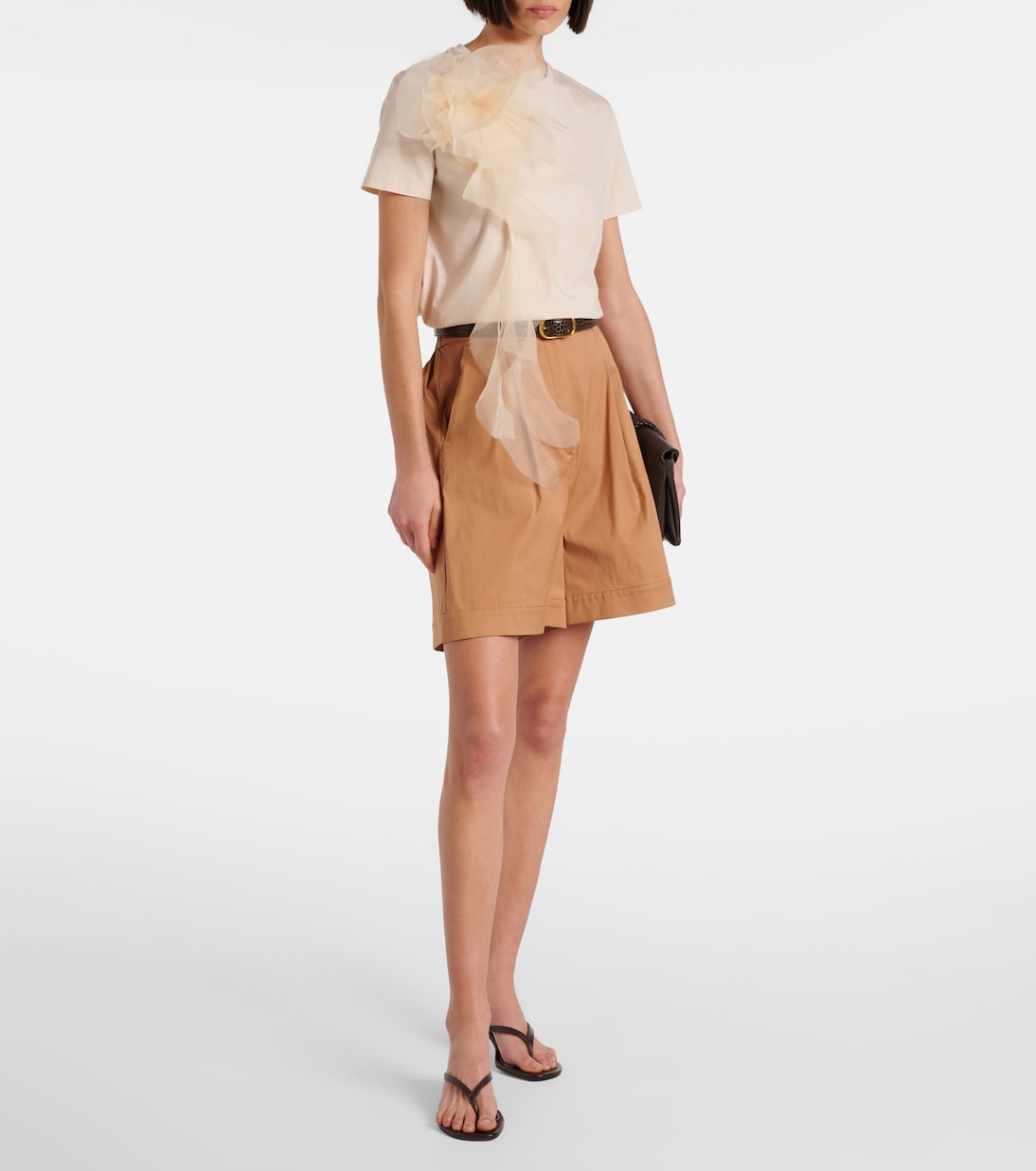 T-shirt in cotone e tulle con volant | Max Mara