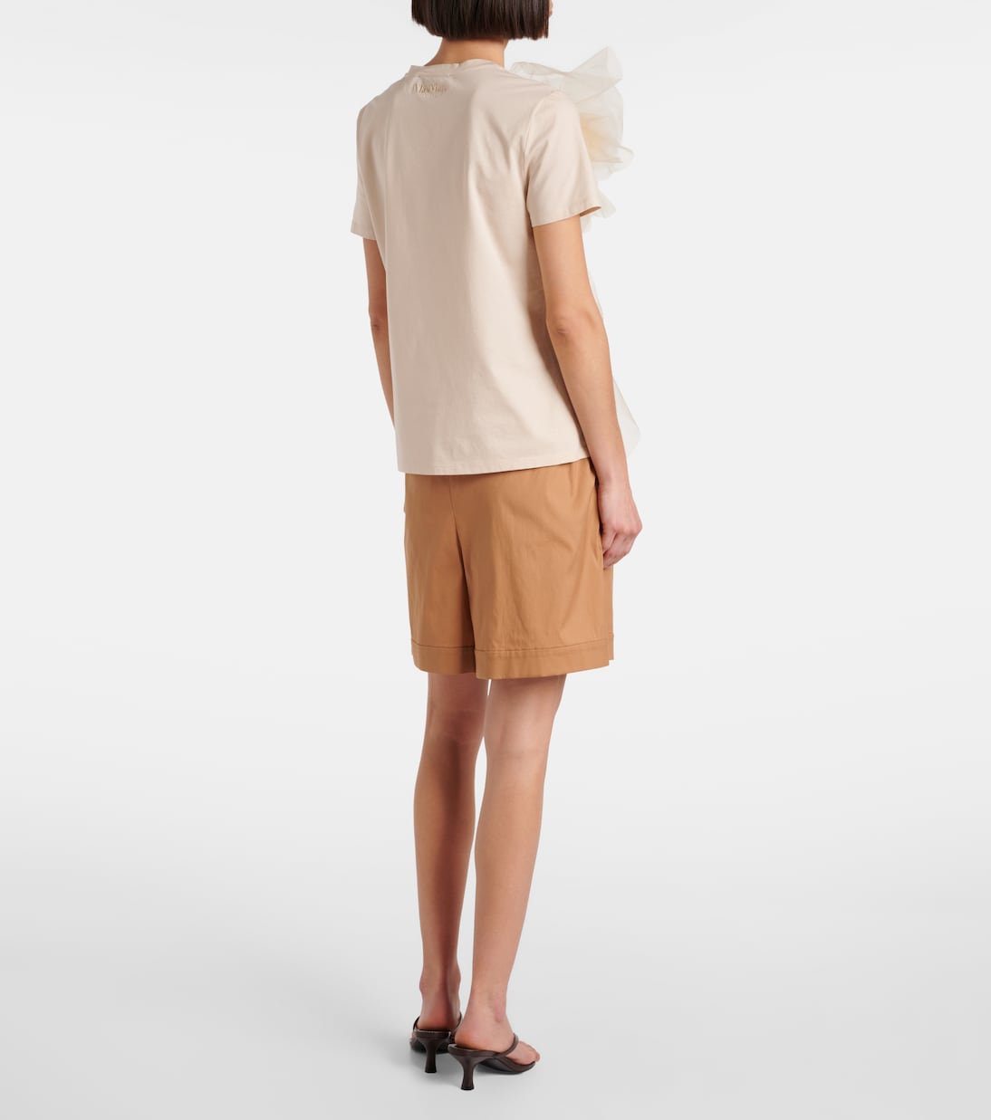 T-shirt in cotone e tulle con volant | Max Mara