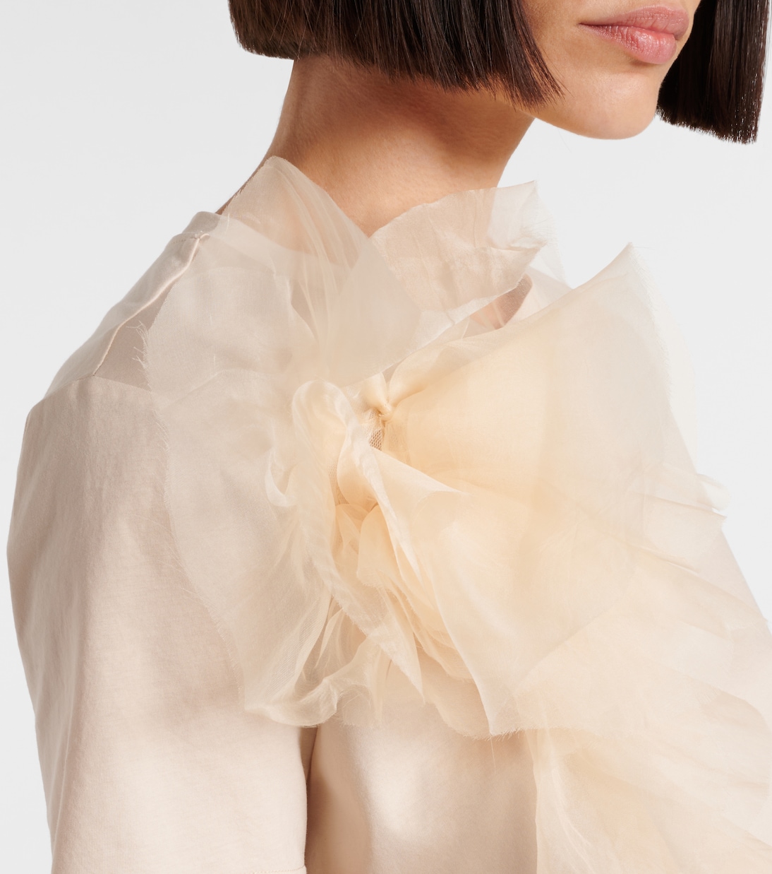 T-shirt in cotone e tulle con volant | Max Mara