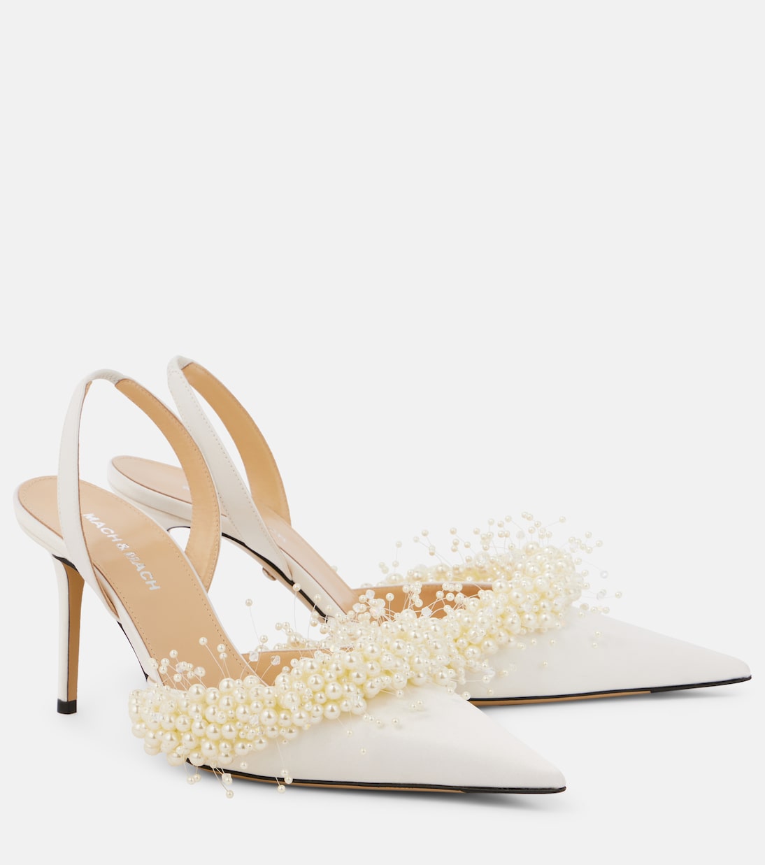 Slingback-Pumps Floating Pearl 85 aus Satin | Mach & Mach