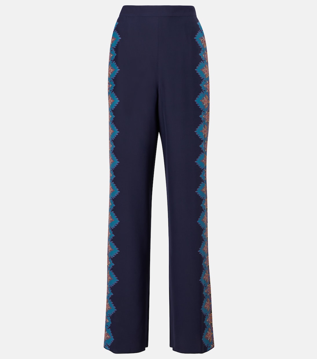 Pantaloni regular in crêpe de chine di seta con stampa | Etro