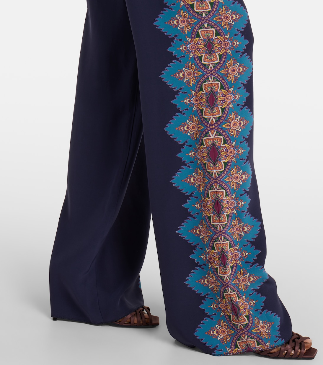 Pantaloni regular in crêpe de chine di seta con stampa | Etro