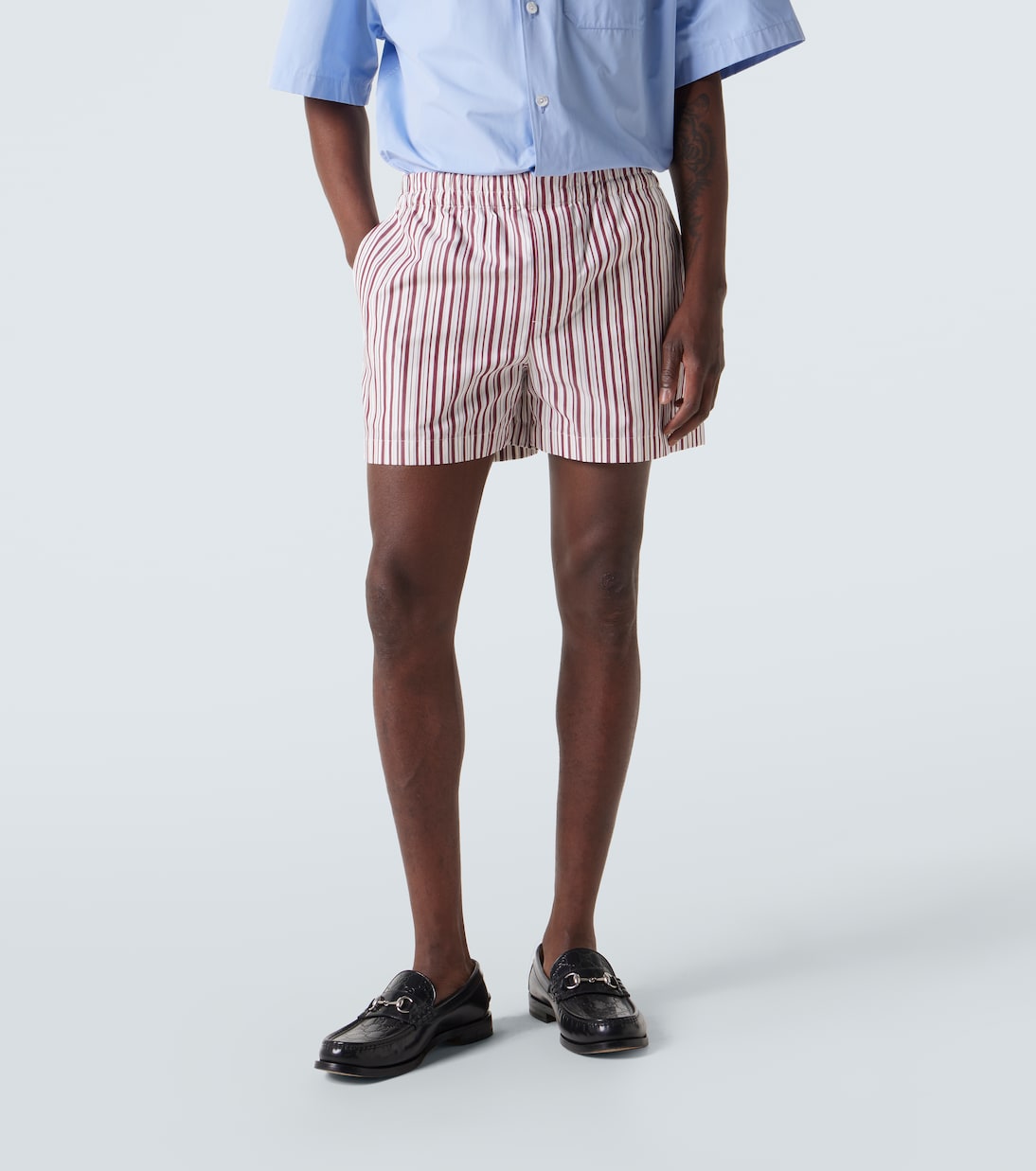 Short Double G rayé en coton | Gucci