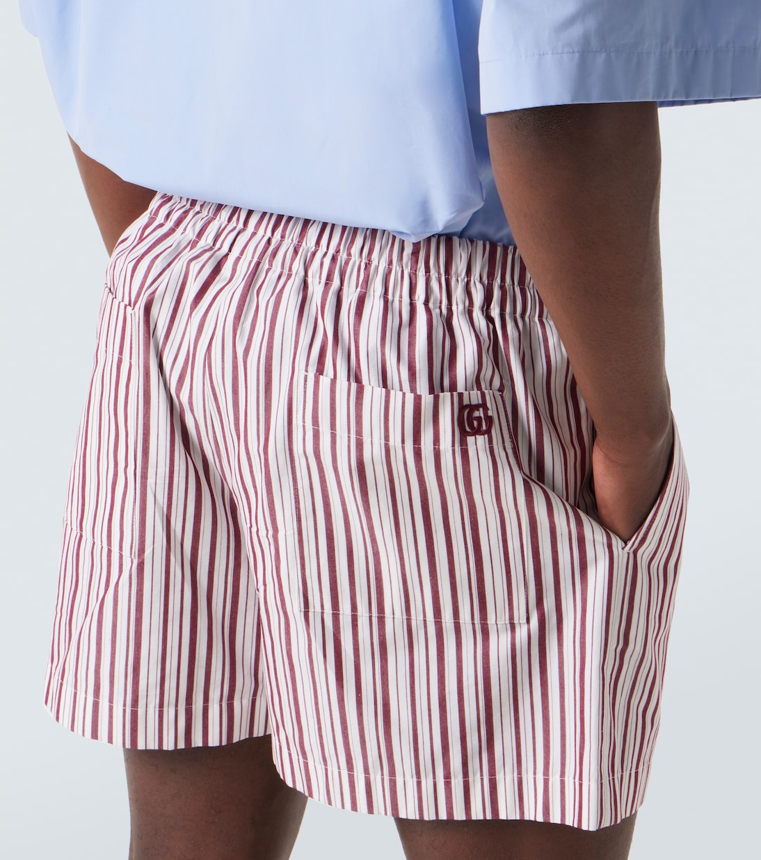 Short Double G rayé en coton | Gucci