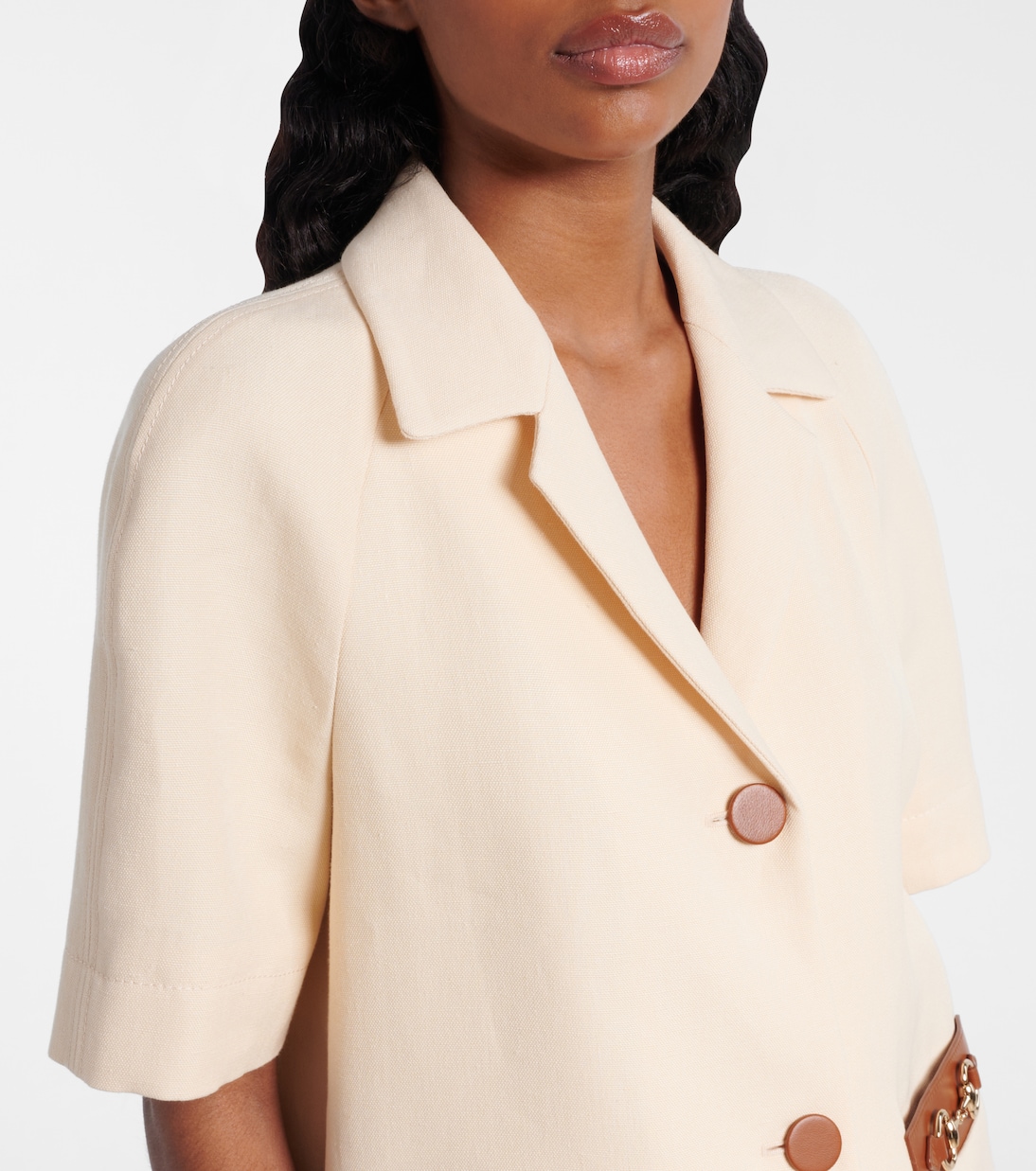 Blazer Horsebit aus Leinen-Canvas mit Leder | Gucci