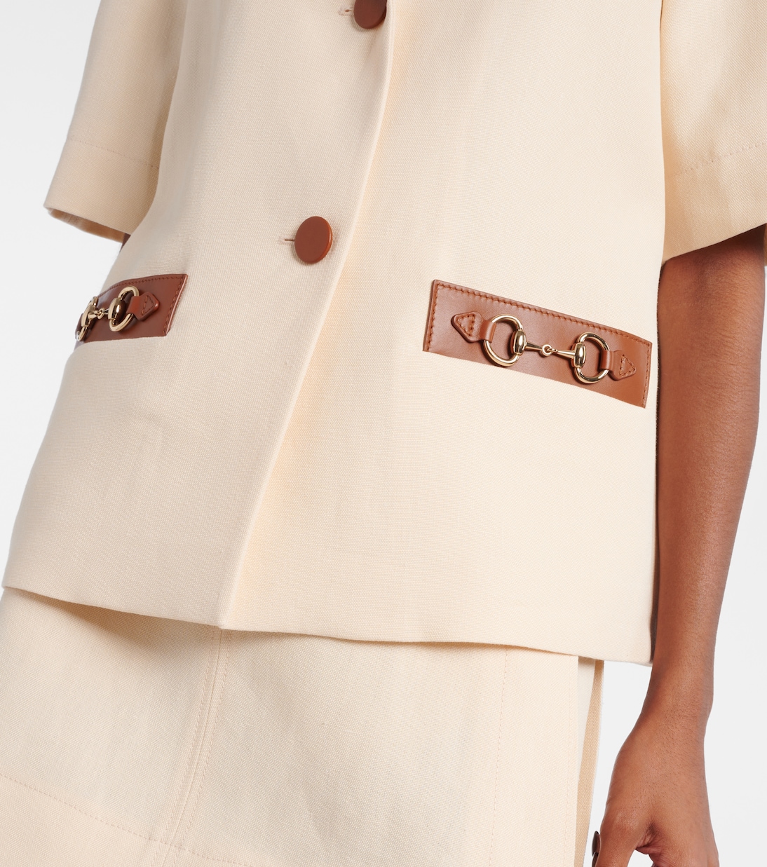 Blazer Horsebit aus Leinen-Canvas mit Leder | Gucci
