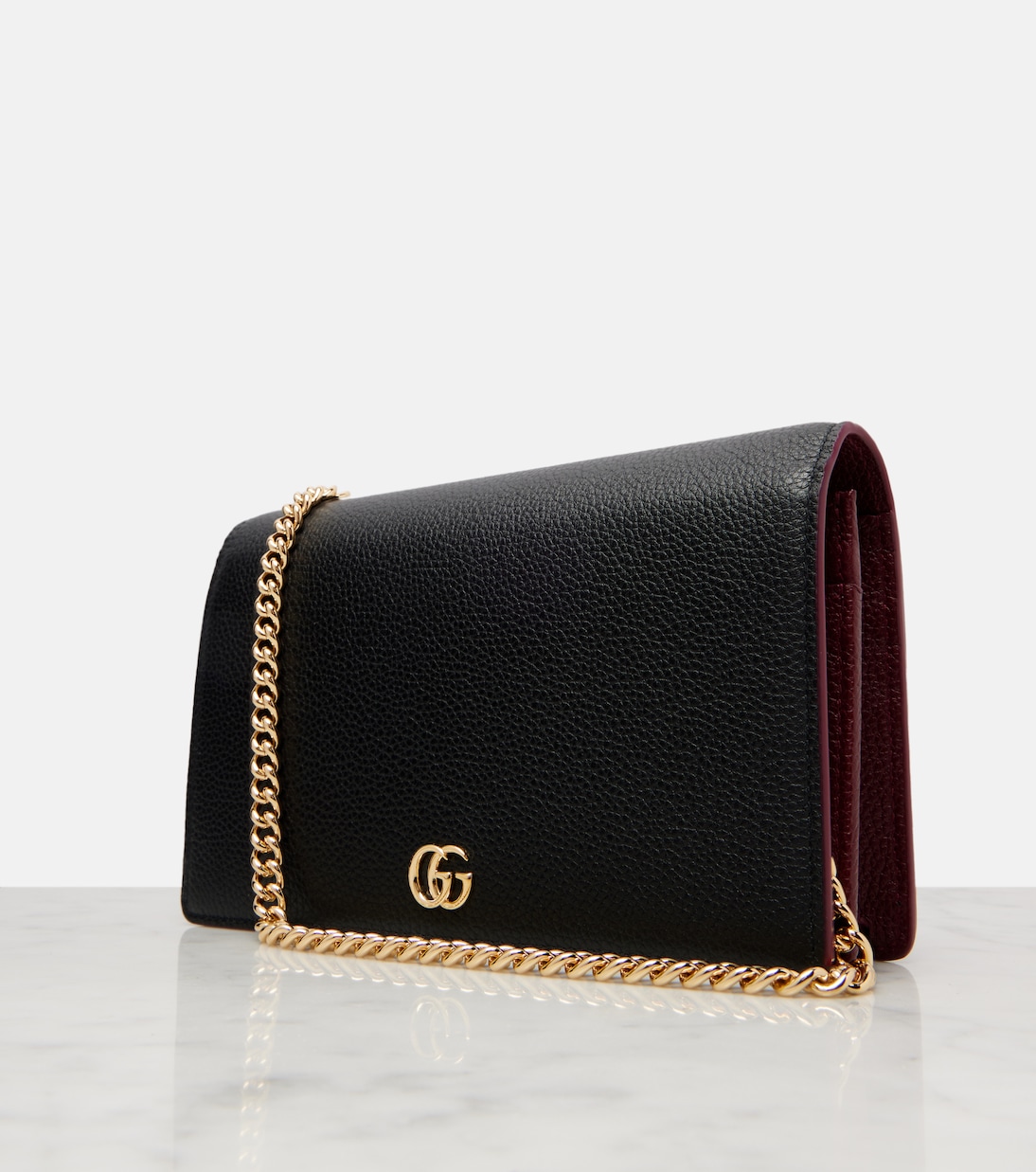 GG Petite Marmont leather wallet on chain | Gucci