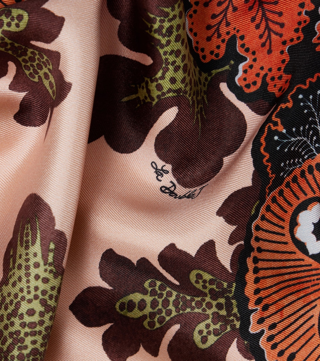Fringed printed silk twill scarf | La DoubleJ