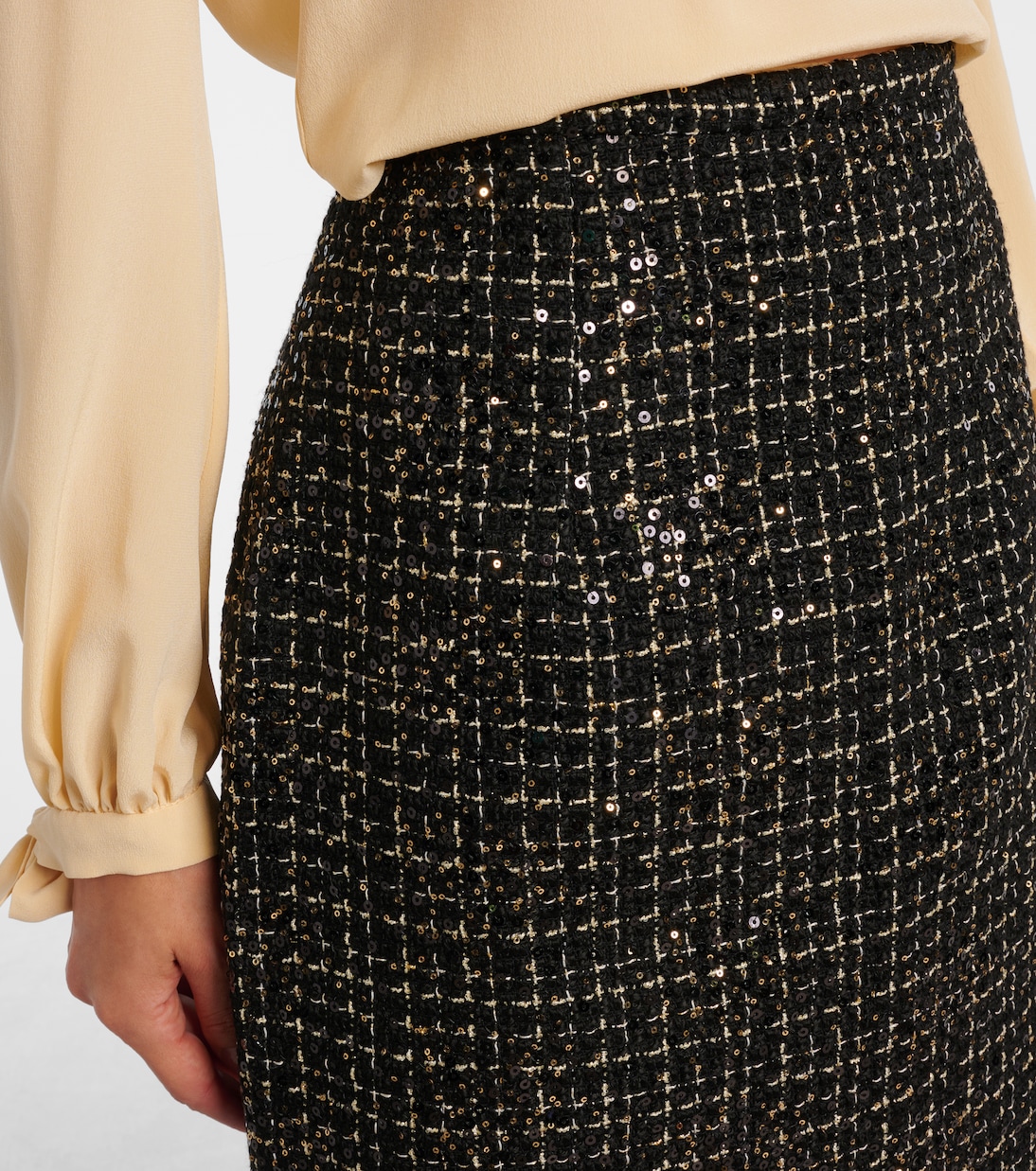 Gonna a tubino Ayaka in tweed con paillettes | Safiyaa