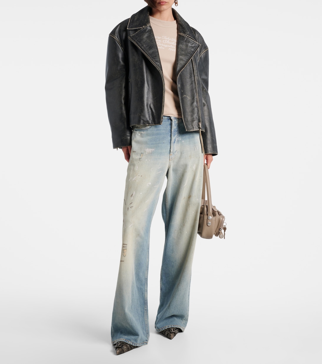 تي شيرت بطبقات من القطن المخلوط مع طبعات | Acne Studios