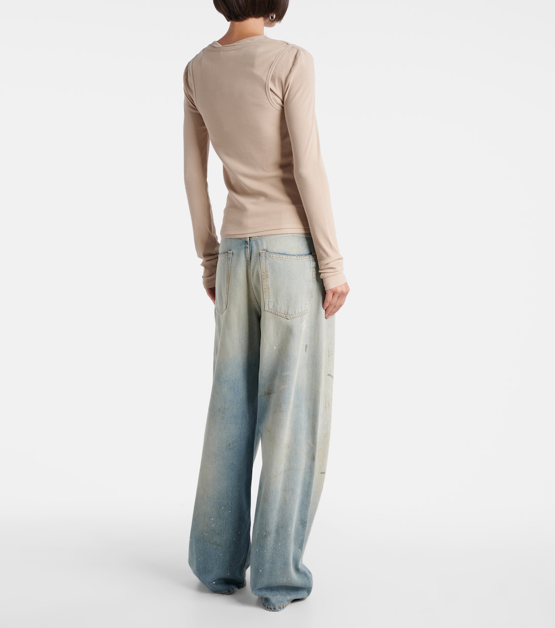 تي شيرت بطبقات من القطن المخلوط مع طبعات | Acne Studios