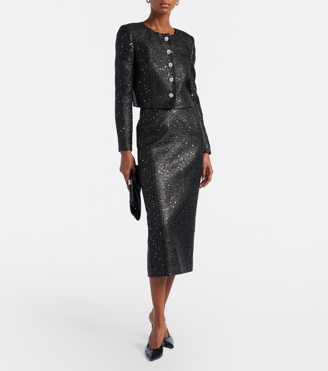 Sequined lamé tweed pencil skirt | Carolina Herrera
