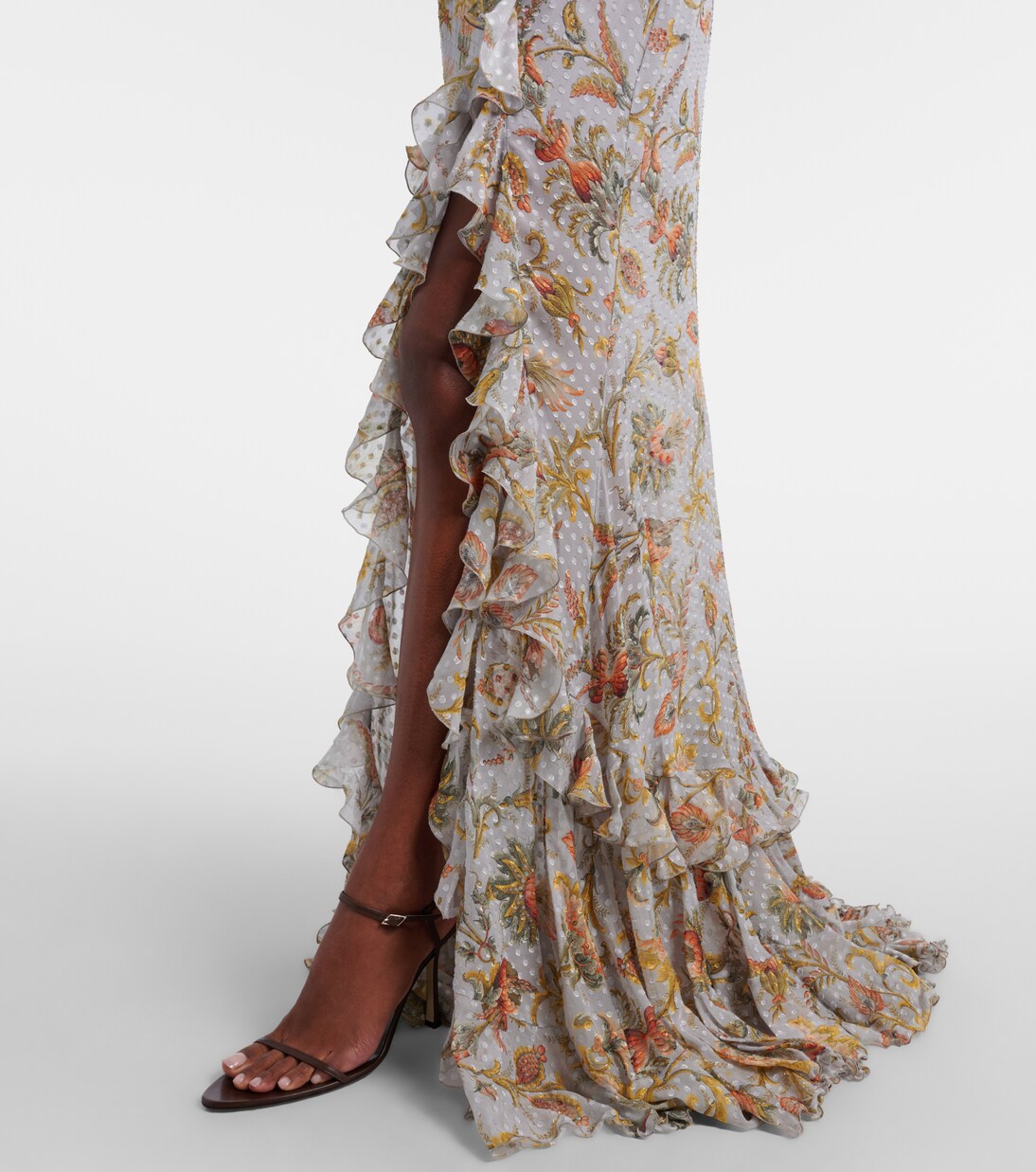 Floral polka-dot ruffled silk-blend maxi dress | Etro