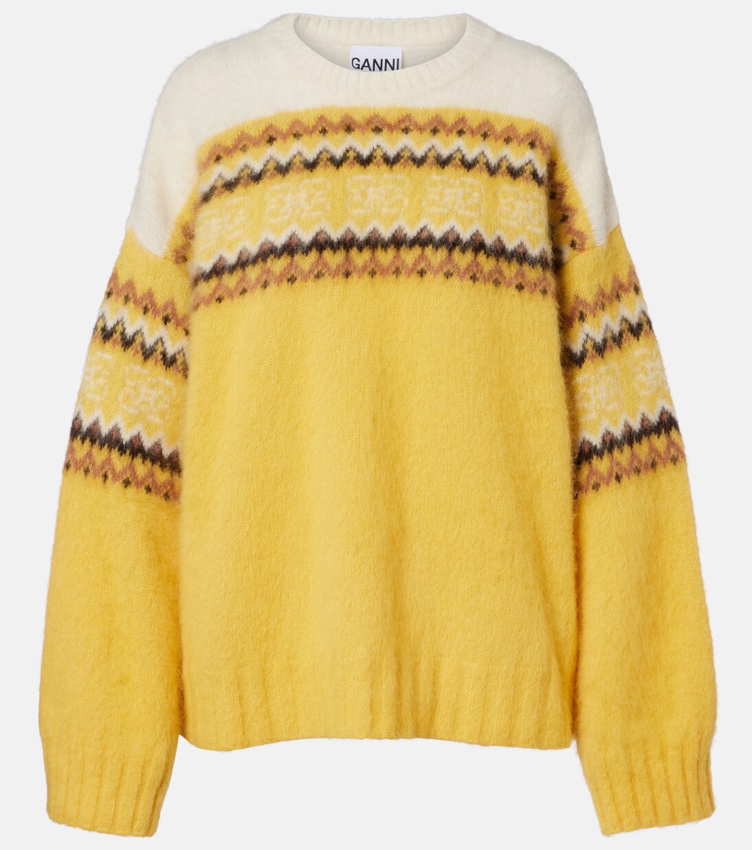 Fair Isle alpaca and wool-blend intarsia sweater | Ganni