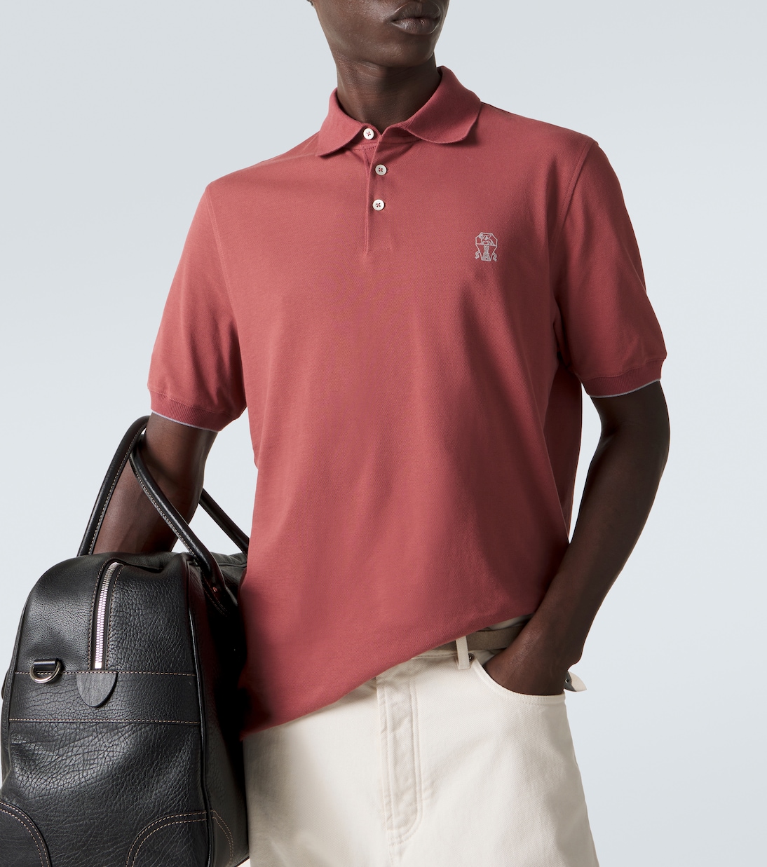 Logo cotton piqué polo shirt | Brunello Cucinelli
