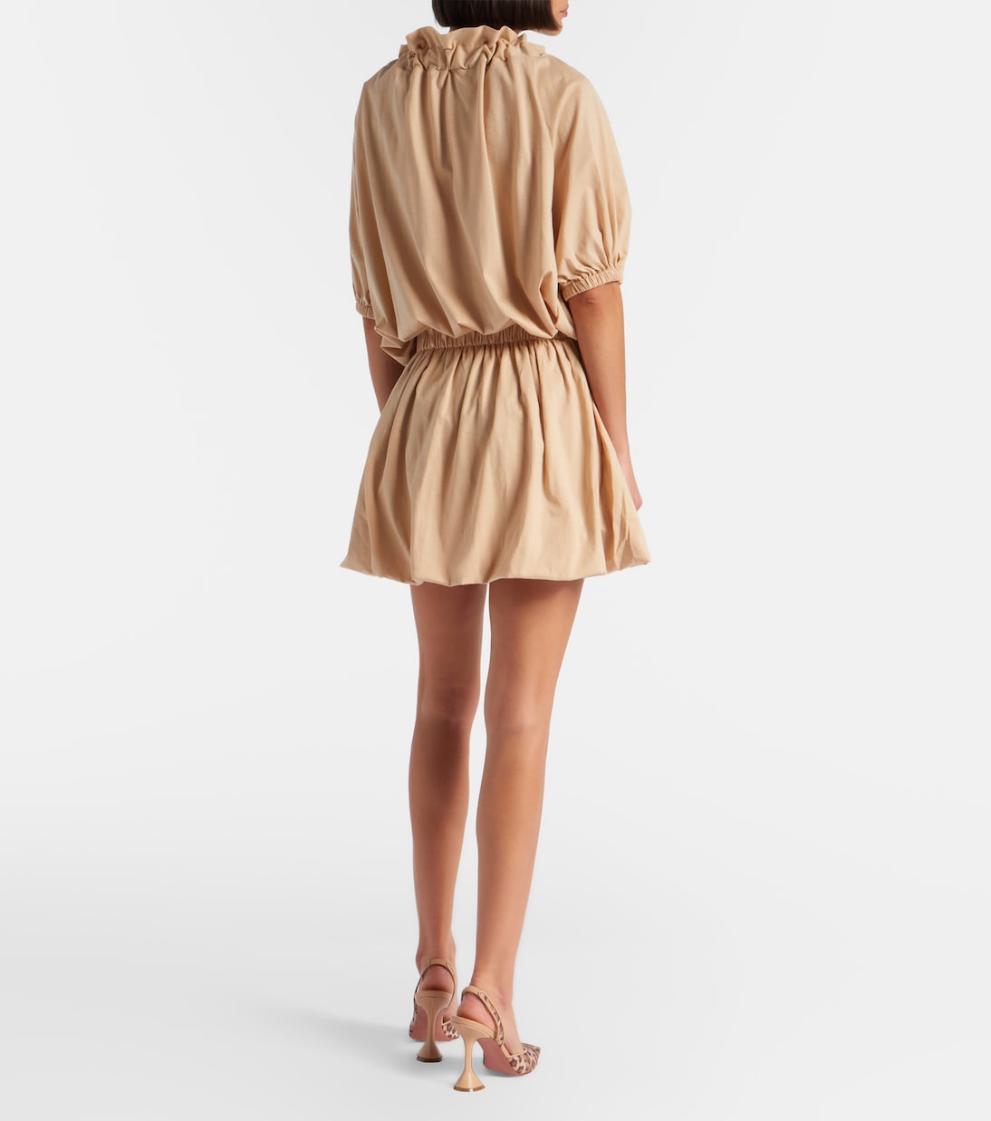 Tie-neck cotton faille minidress | Patou