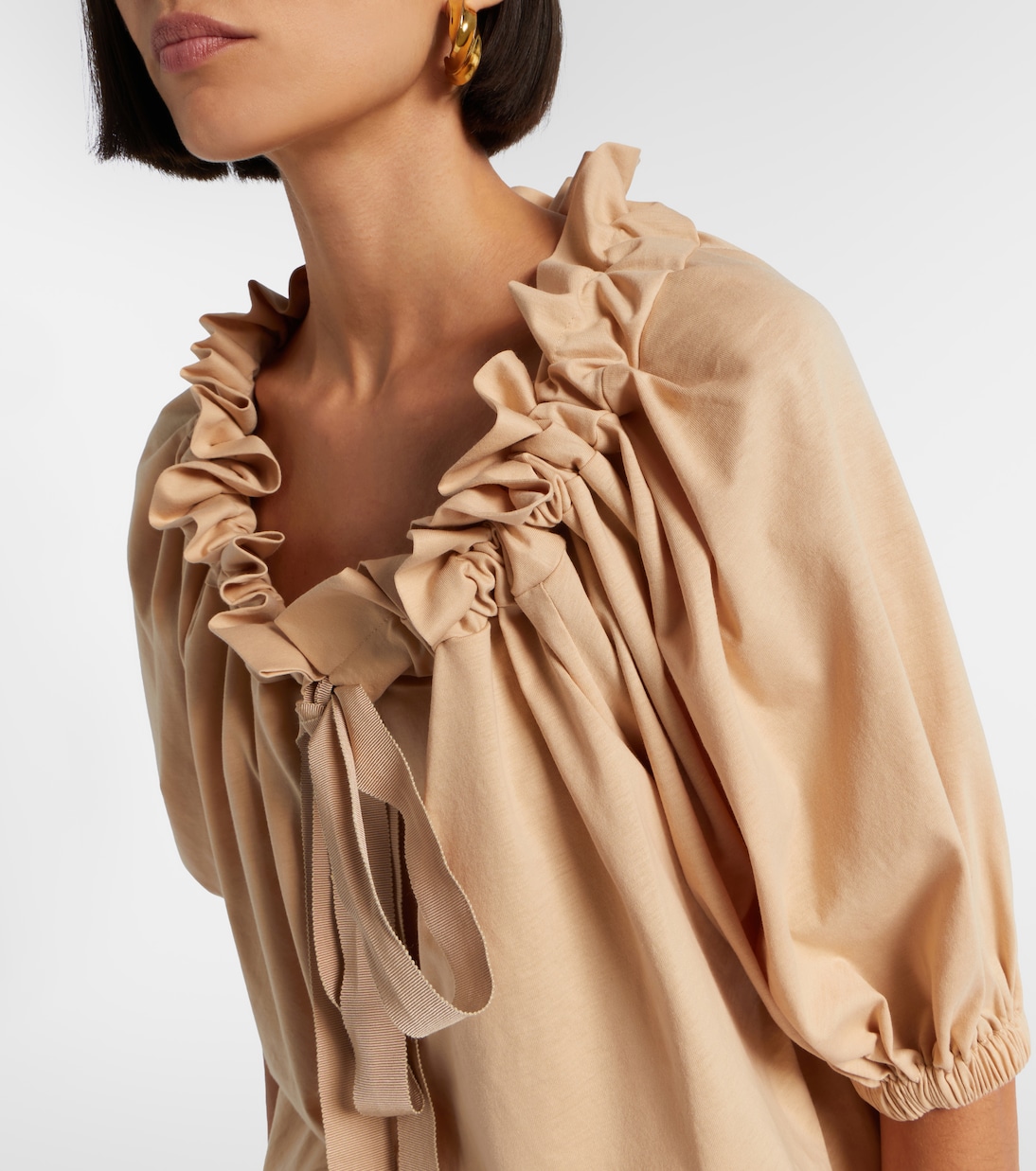 Tie-neck cotton faille minidress | Patou