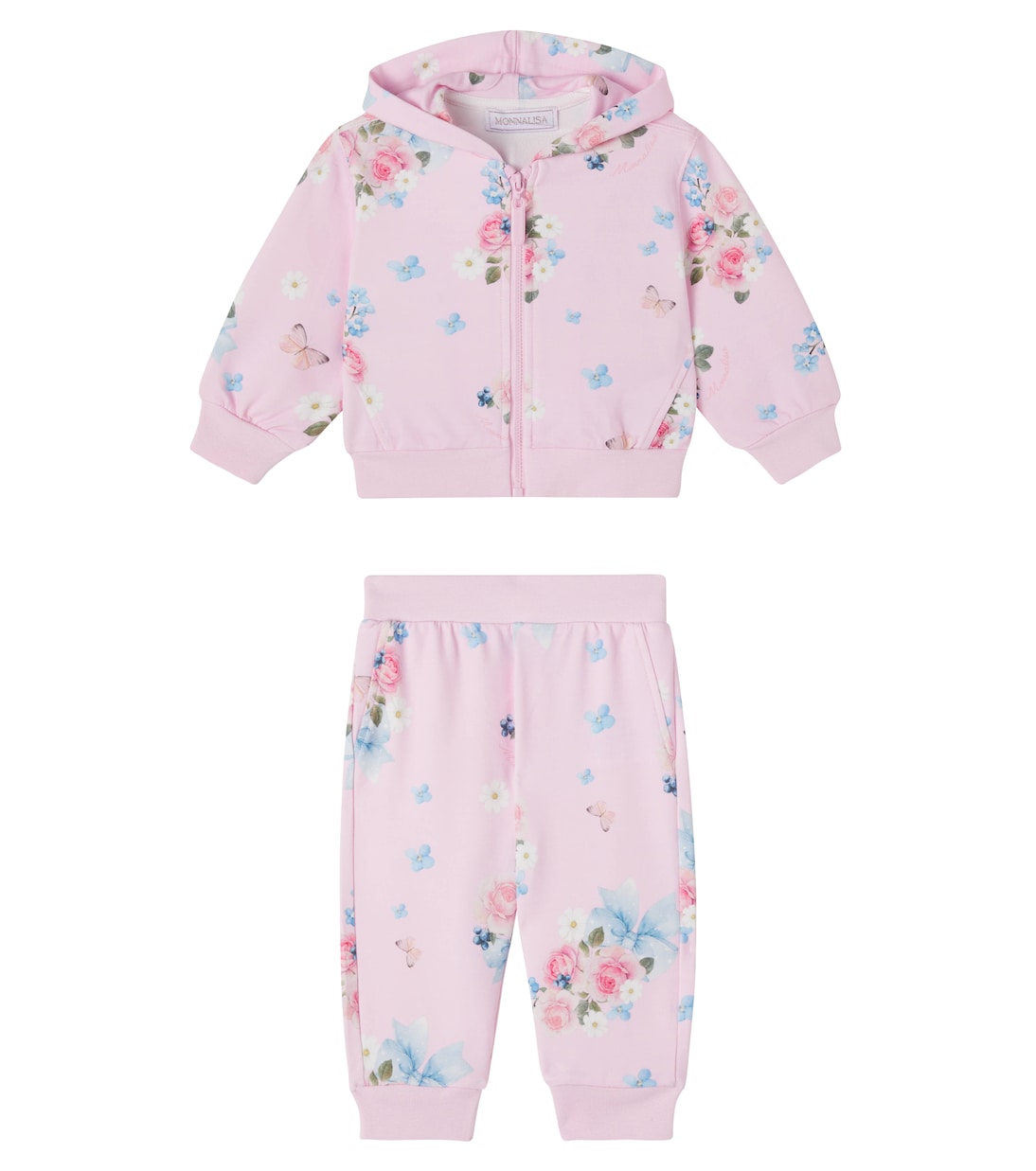 Floral zip-up hoodie and sweatpants set | Monnalisa