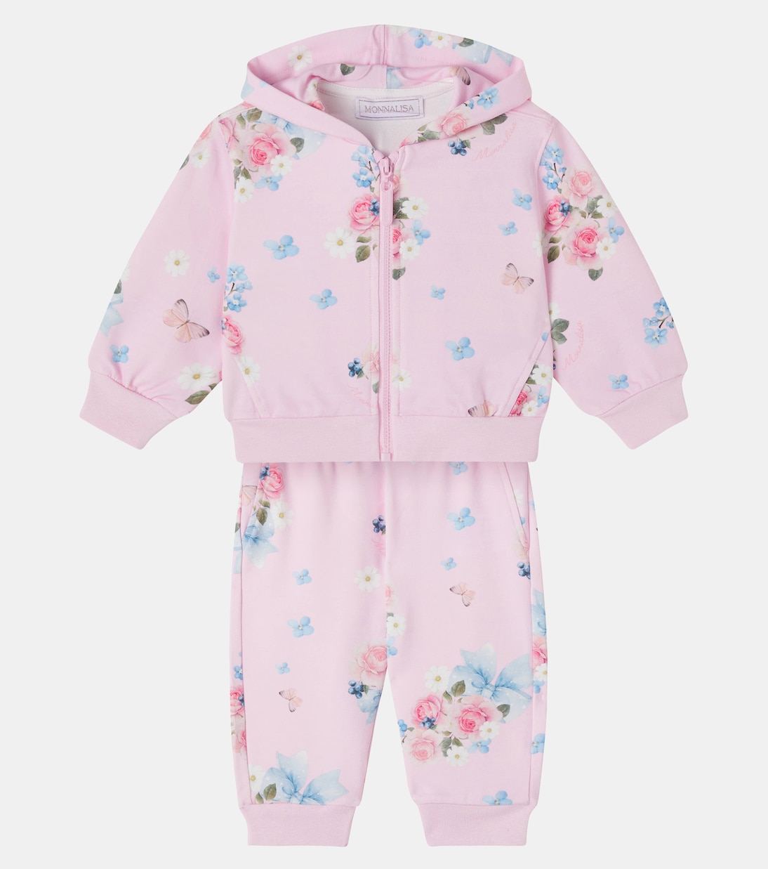 Floral zip-up hoodie and sweatpants set | Monnalisa