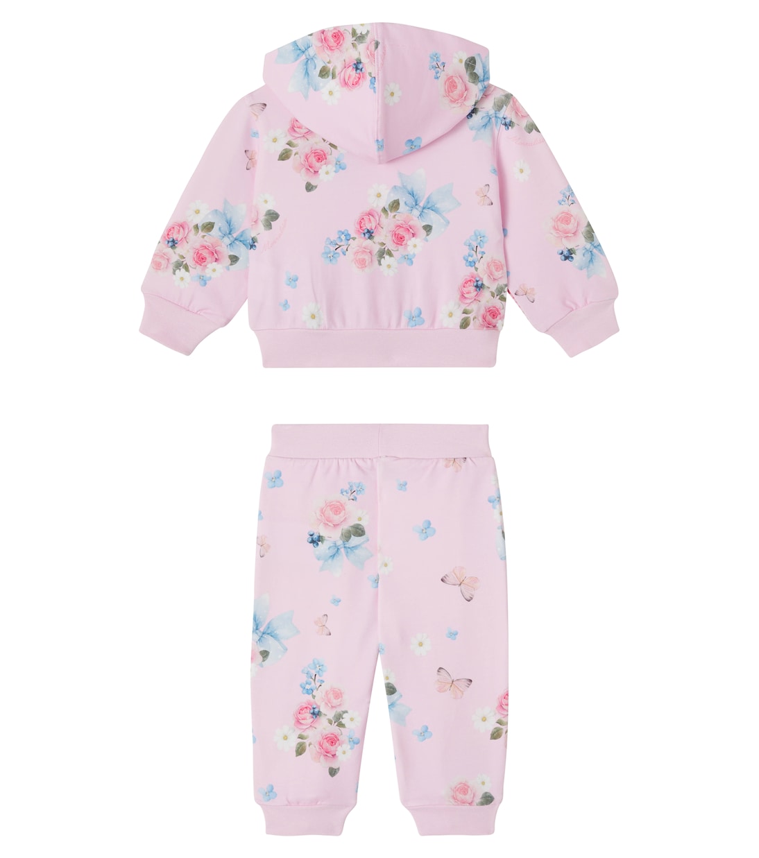 Floral zip-up hoodie and sweatpants set | Monnalisa