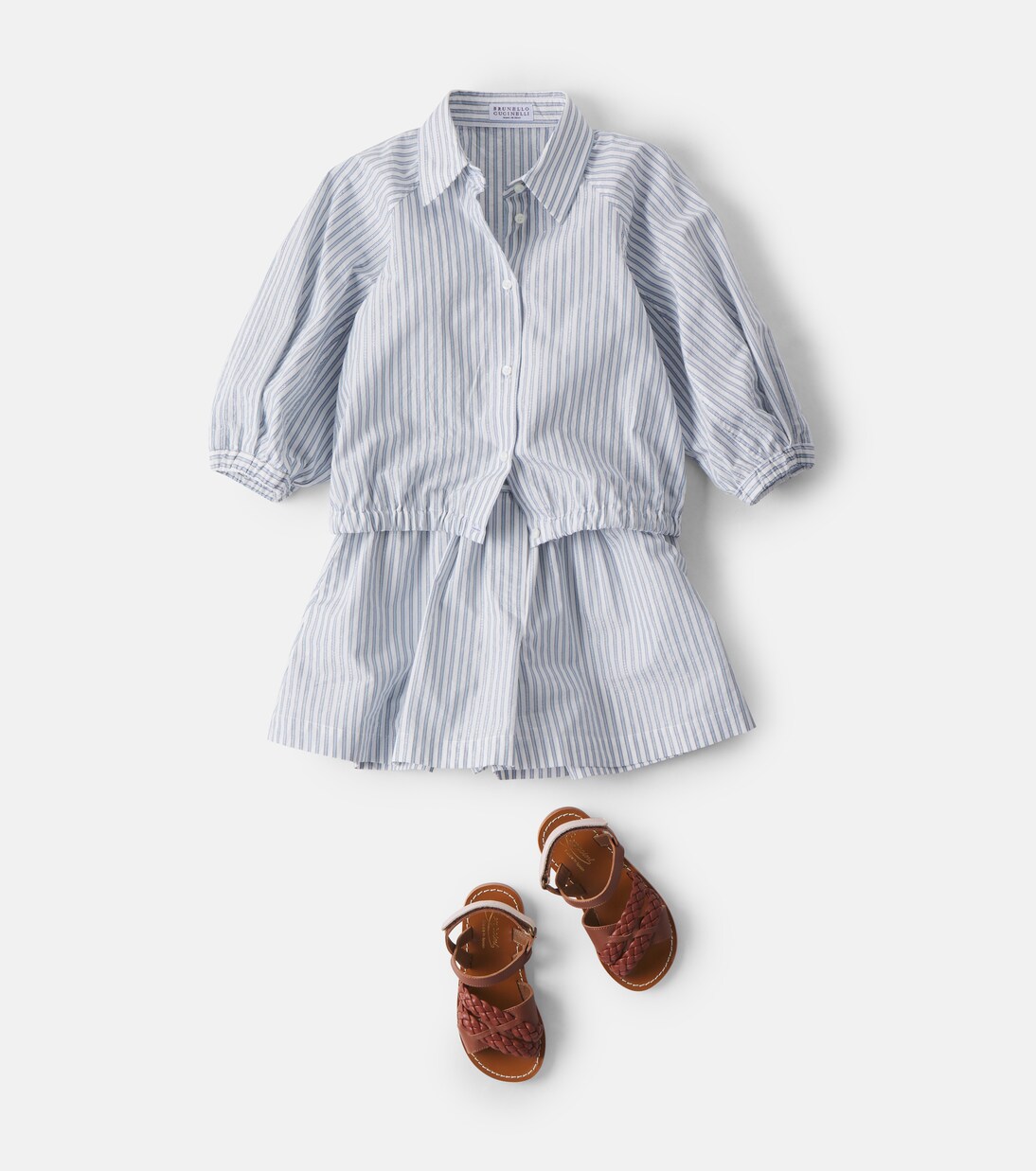 Striped cotton-blend shorts | Brunello Cucinelli Kids
